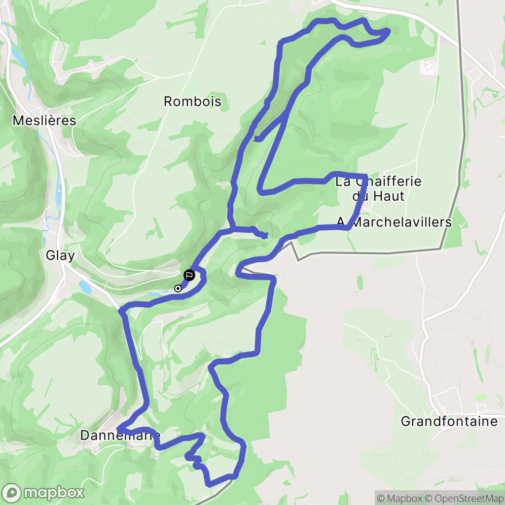 Glay : carte du parcours de randonnée - France