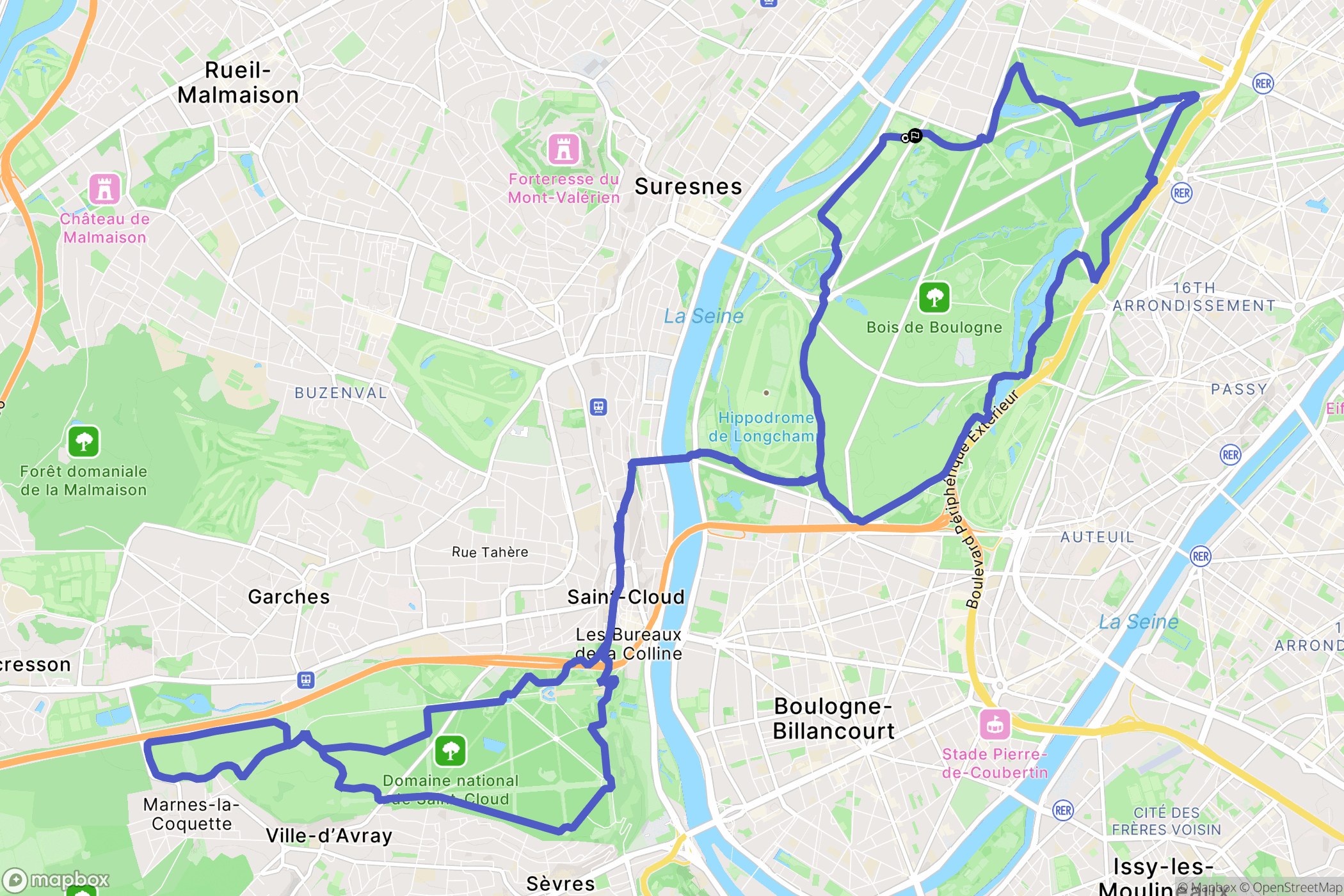 Paris : carte du parcours de randonnée - France