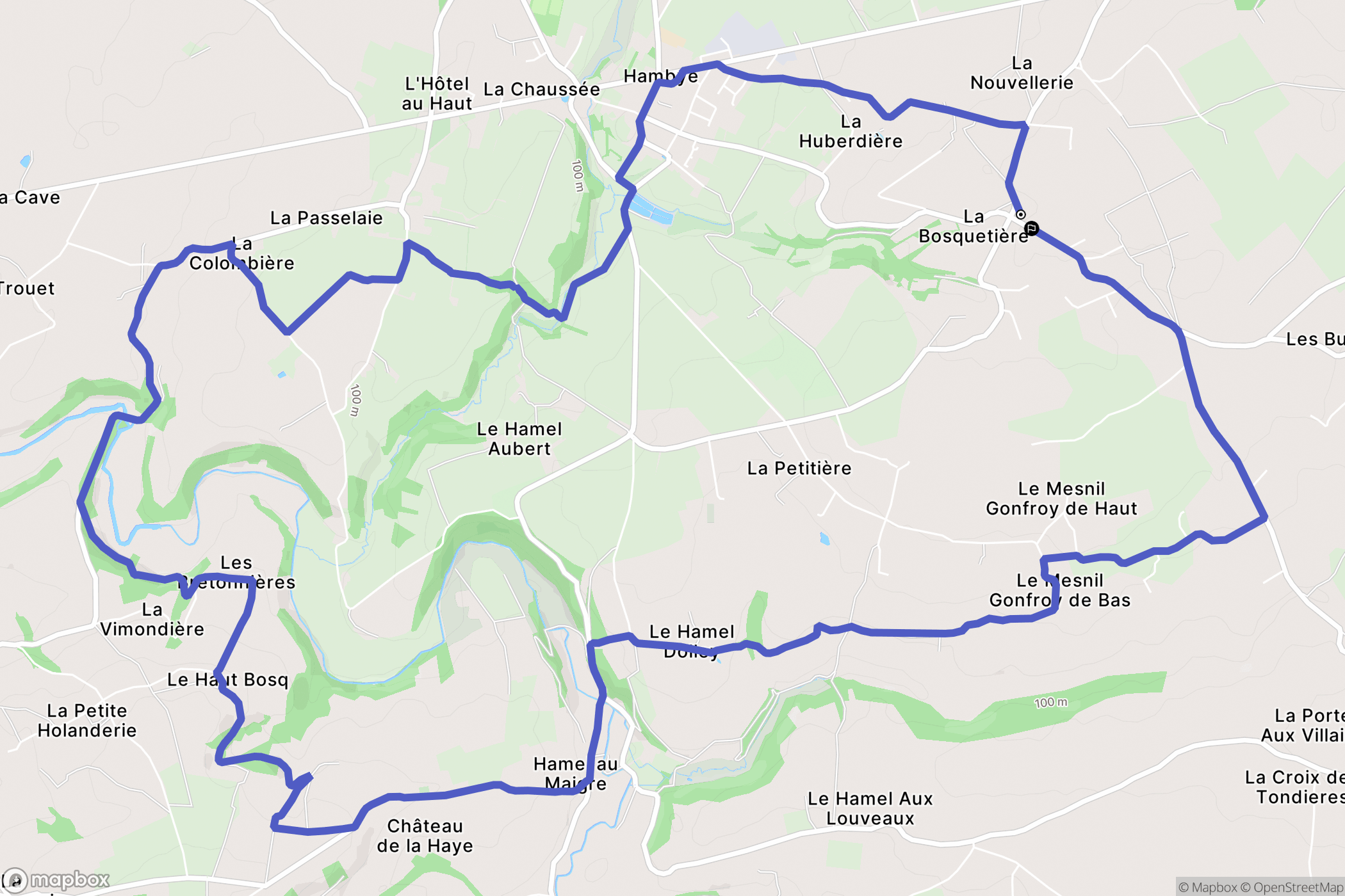 Hambye : carte du parcours de randonnée - France