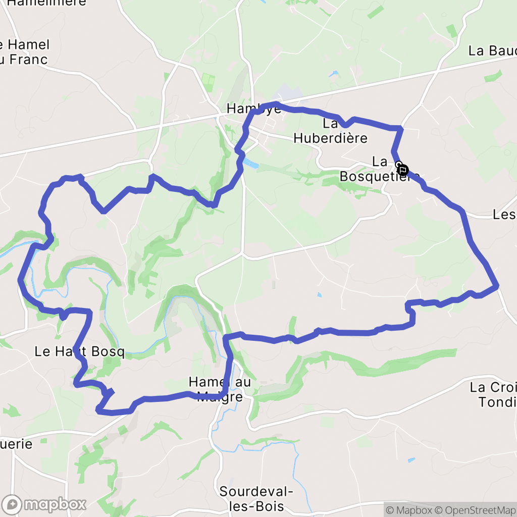Hambye : carte du parcours de randonnée - France