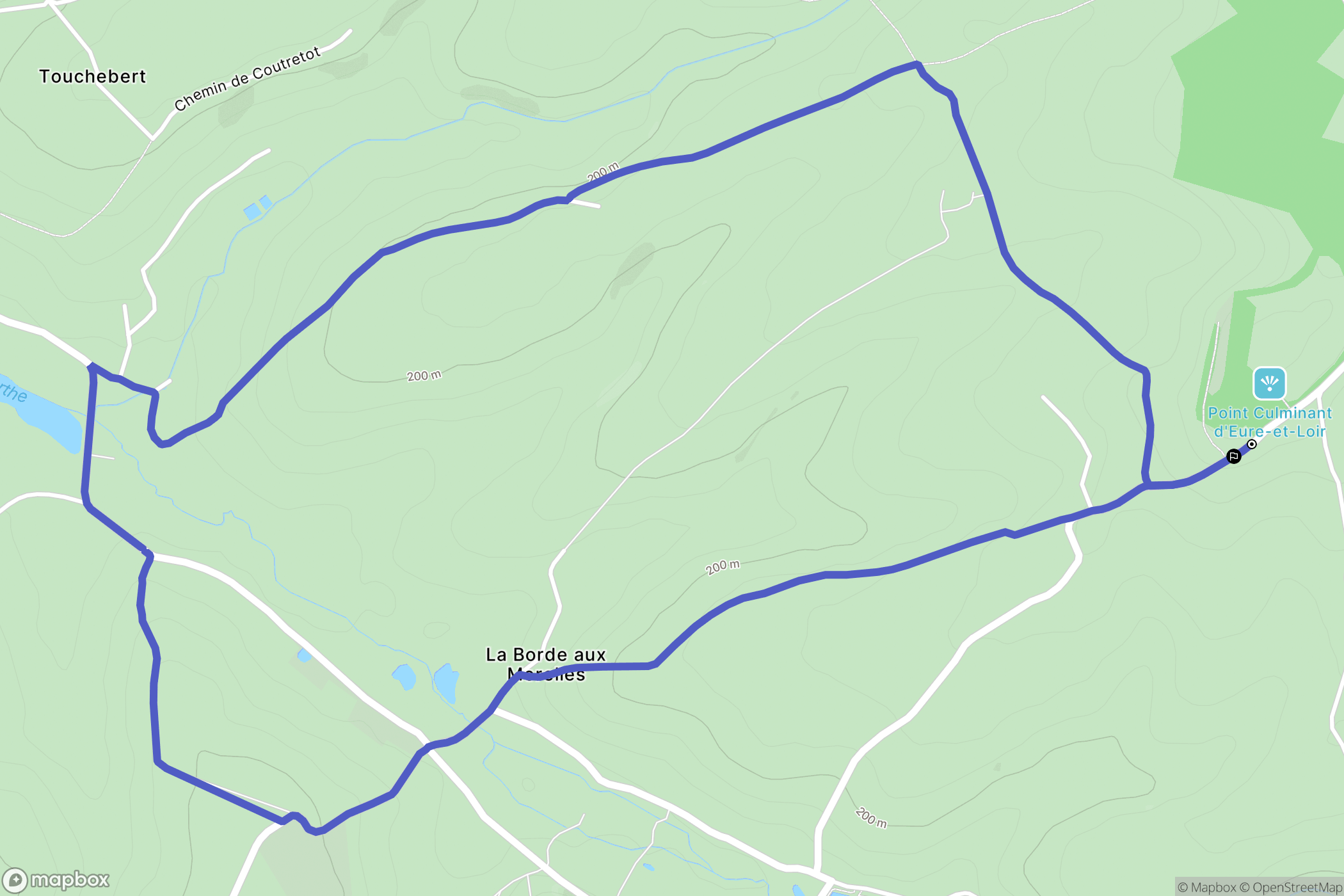 Vichères : carte du parcours de randonnée - France