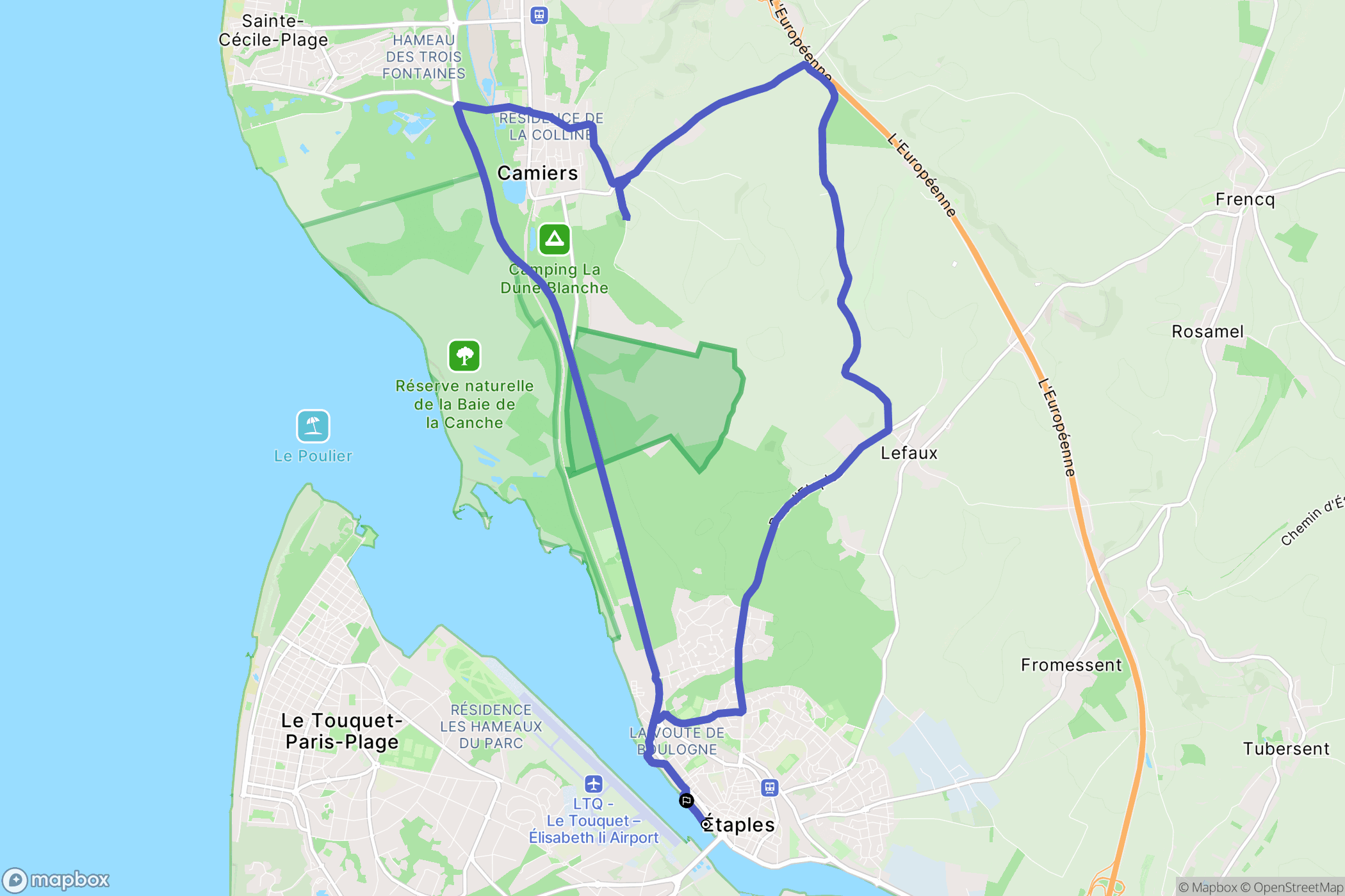 Étaples : carte du parcours de randonnée - France