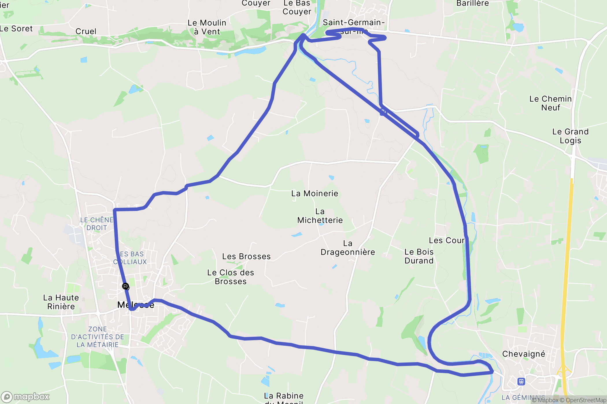 Melesse : carte du parcours de randonnée - France