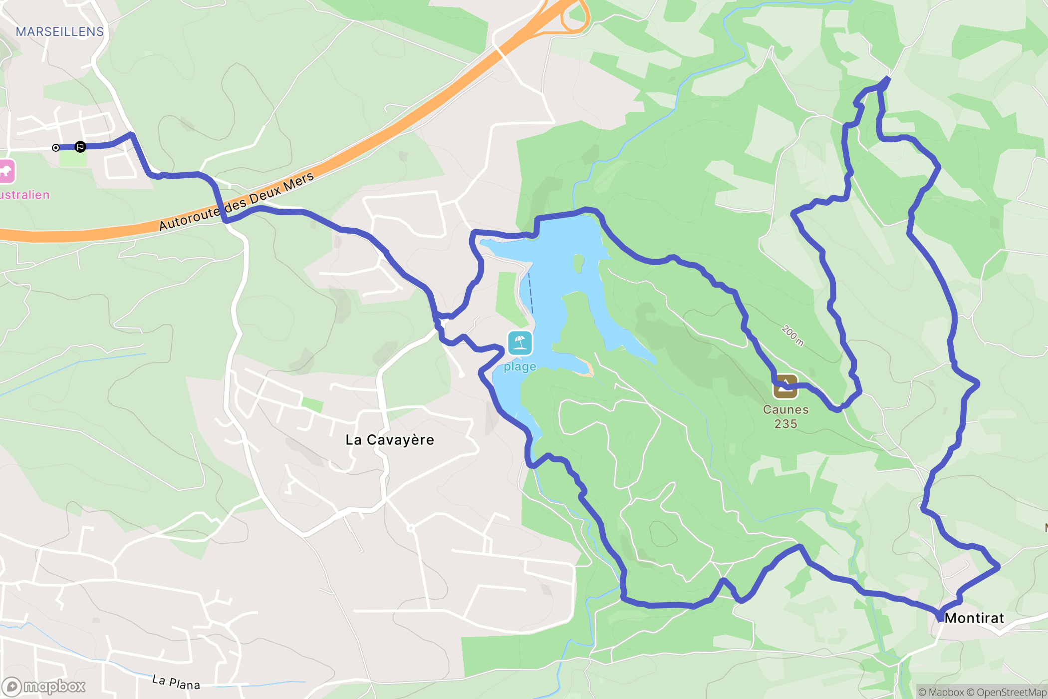 Carcassonne : carte du parcours de randonnée - France