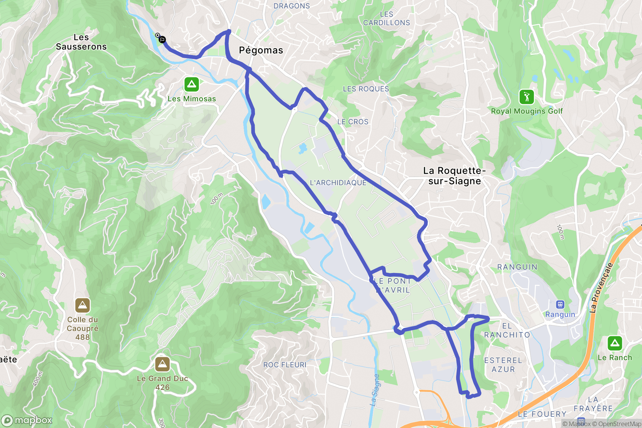 Pégomas : carte du parcours de randonnée - France