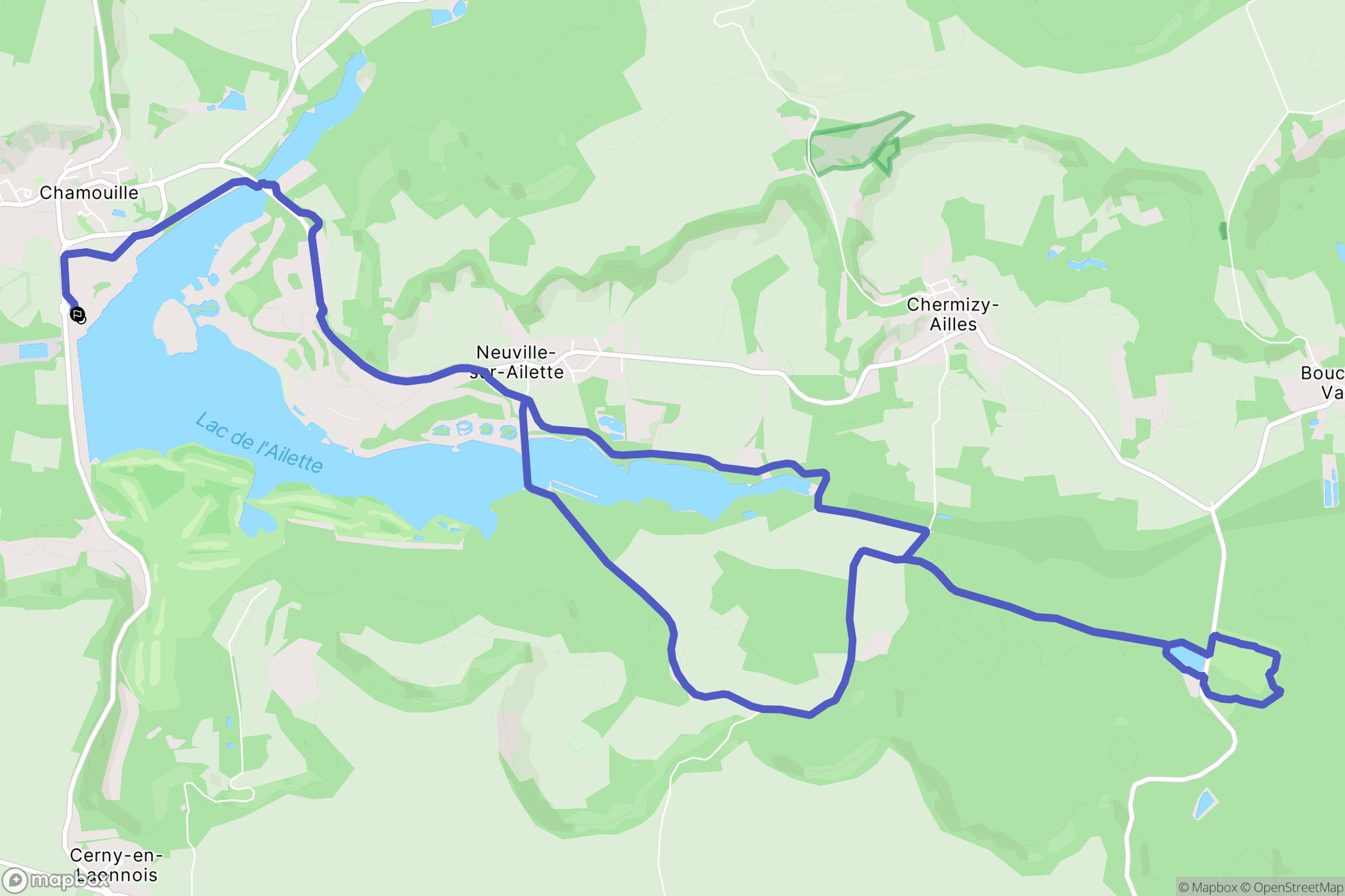 Chamouille : carte du parcours de randonnée - France