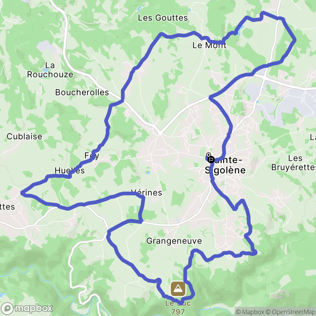 Sainte-Sigolène : carte du parcours de randonnée - France