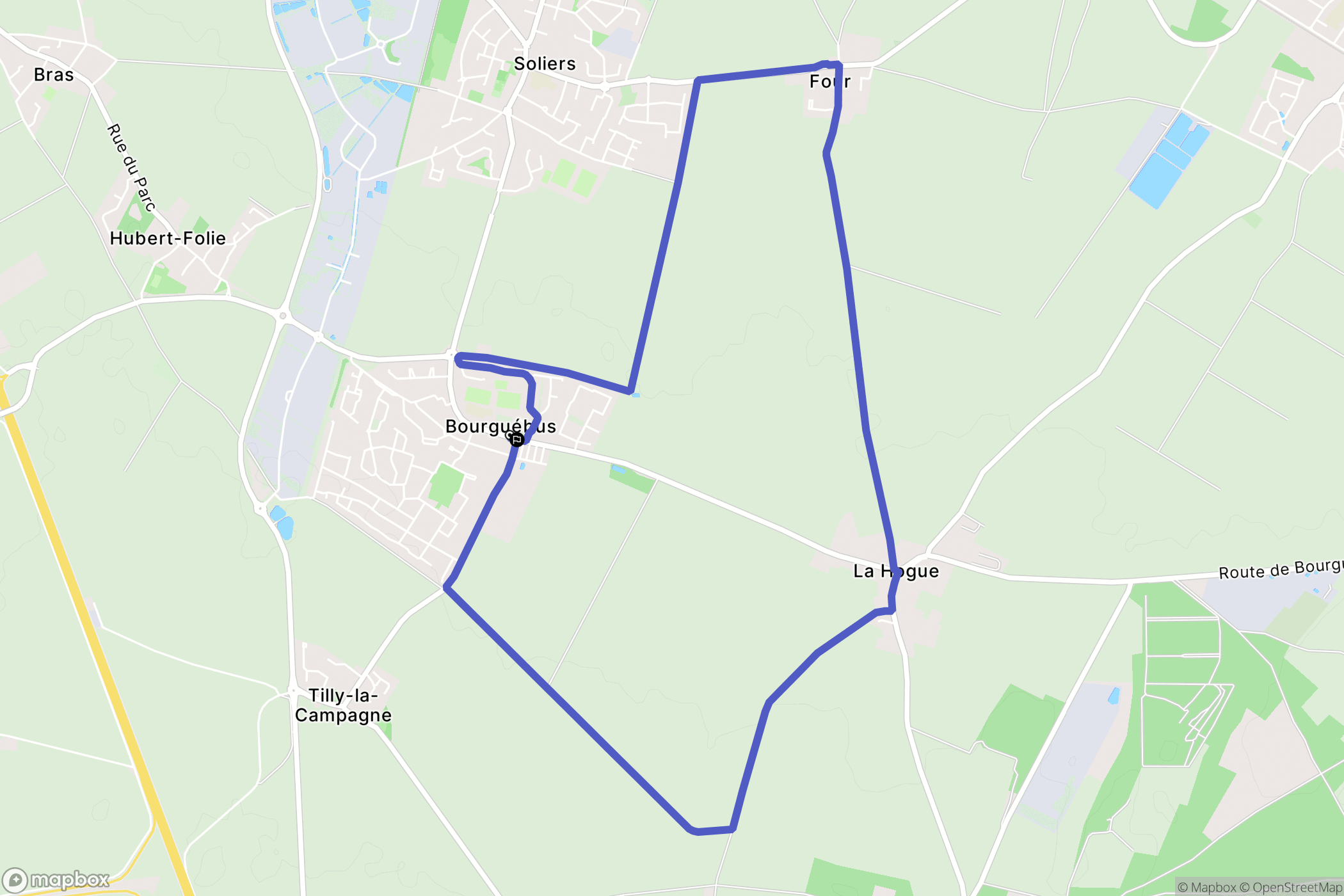 Bourguébus : carte du parcours de randonnée - France