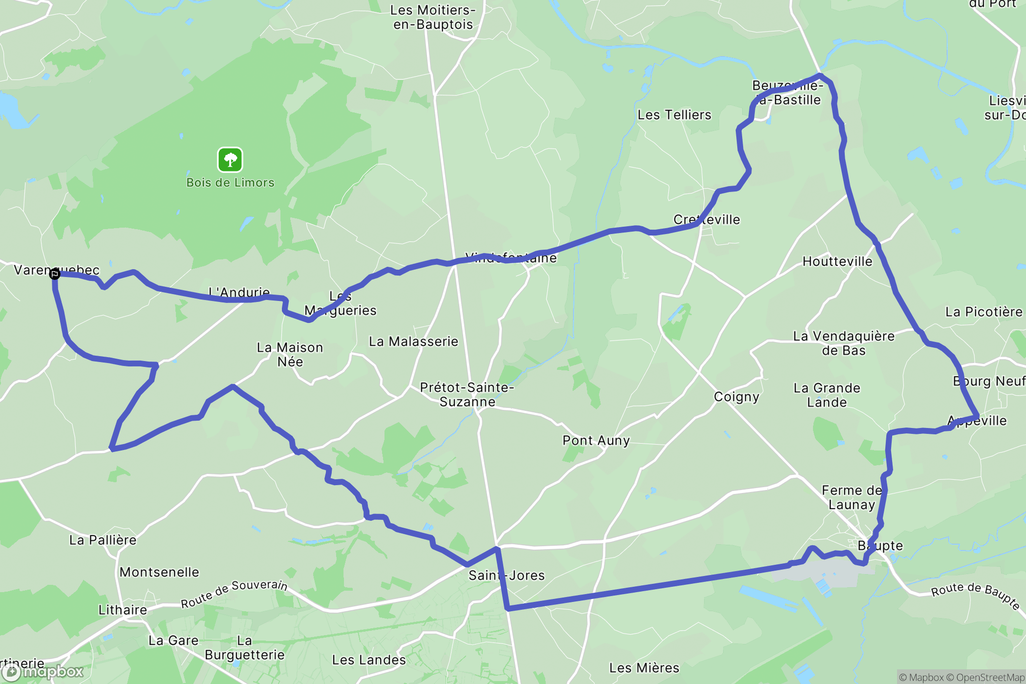 Varenguebec : carte du parcours de randonnée - France
