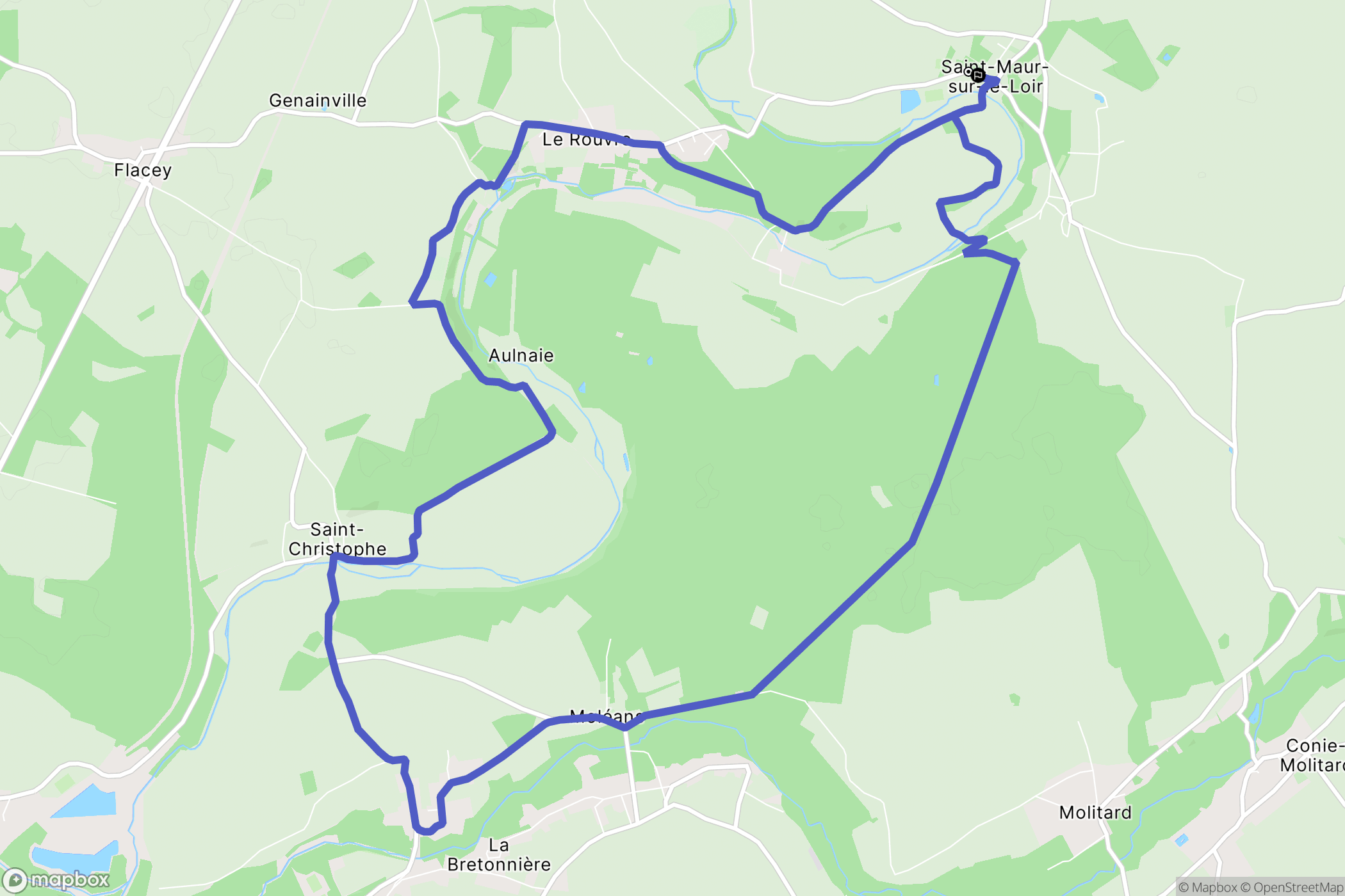 Saint-Maur-sur-le-Loir : carte du parcours de randonnée - France