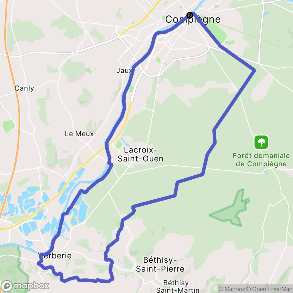Compiègne : carte du parcours de randonnée - France