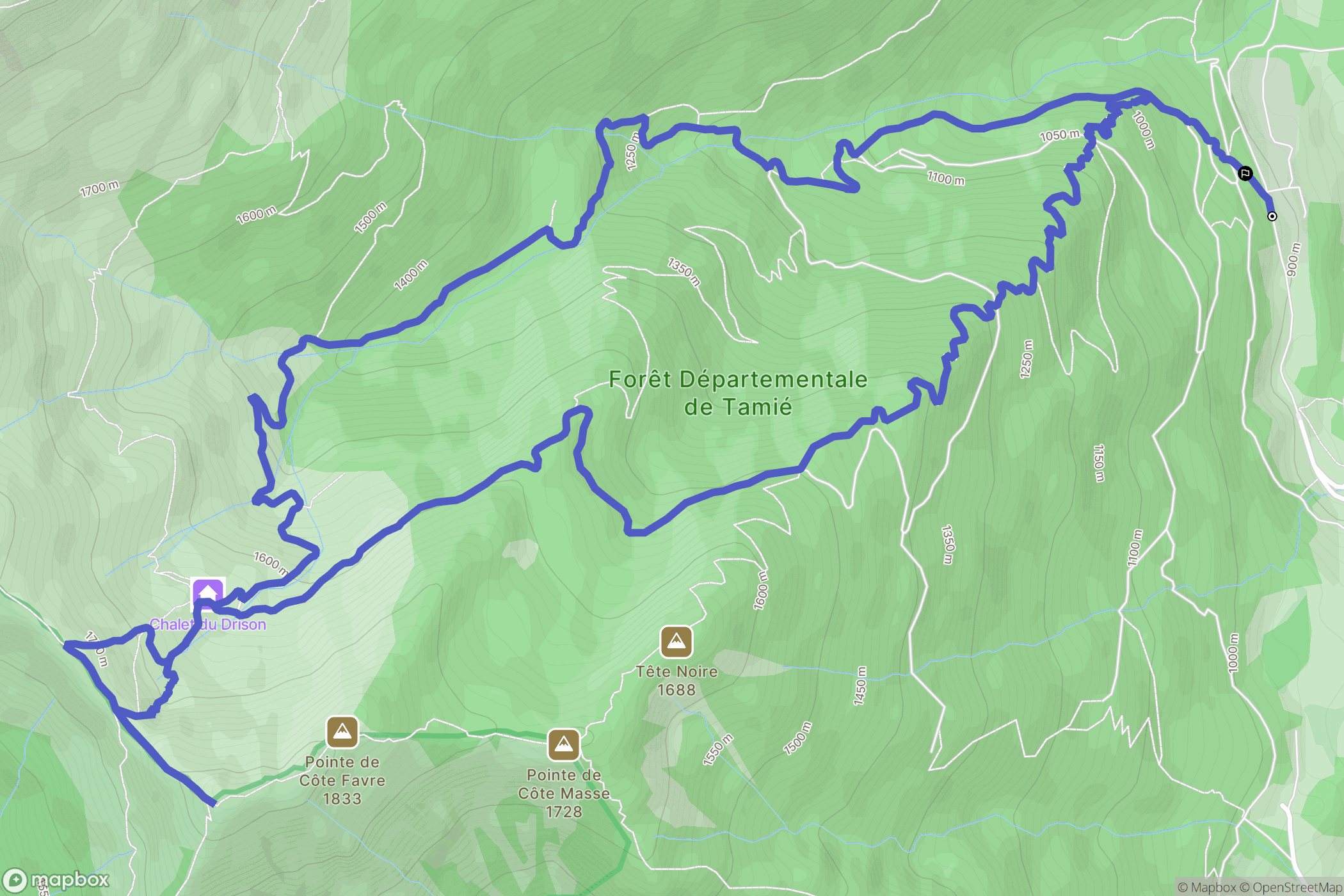 Plancherine : carte du parcours de randonnée - France