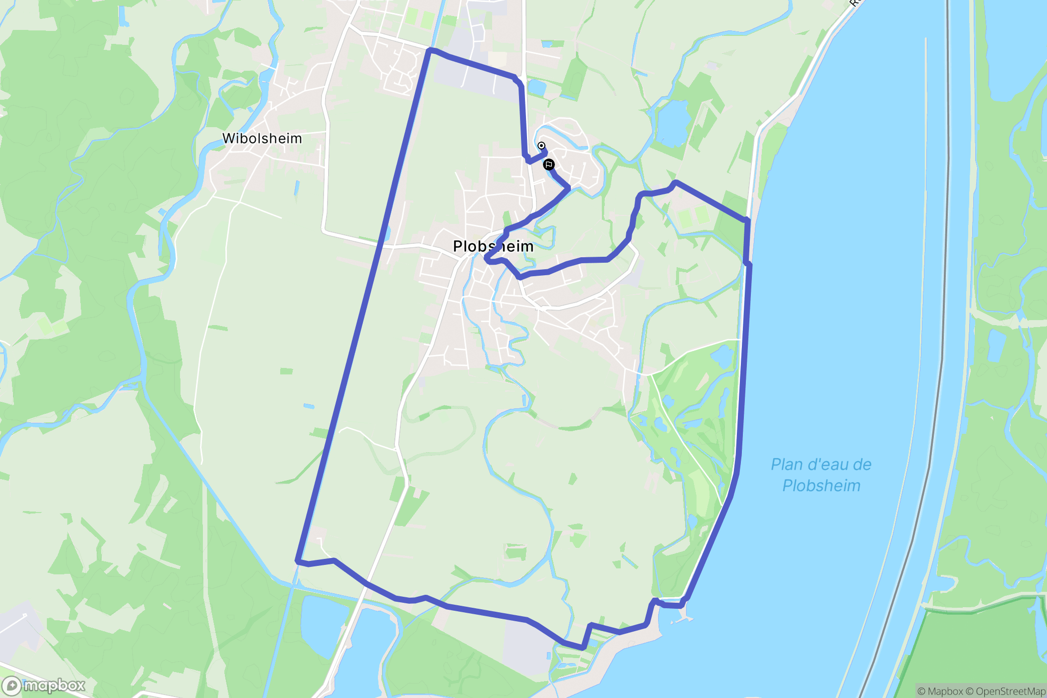 Plobsheim : carte du parcours de randonnée - France