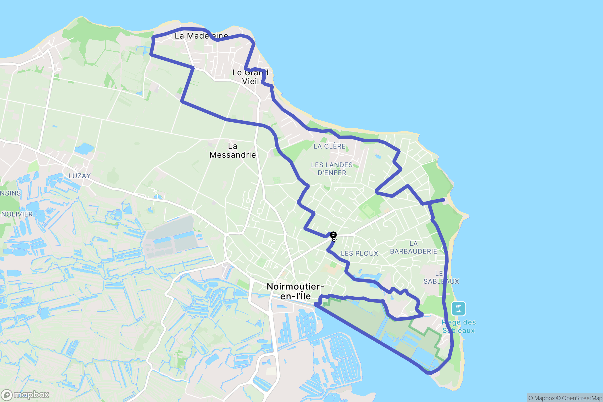 Noirmoutier-en-l'Île : carte du parcours de randonnée - France