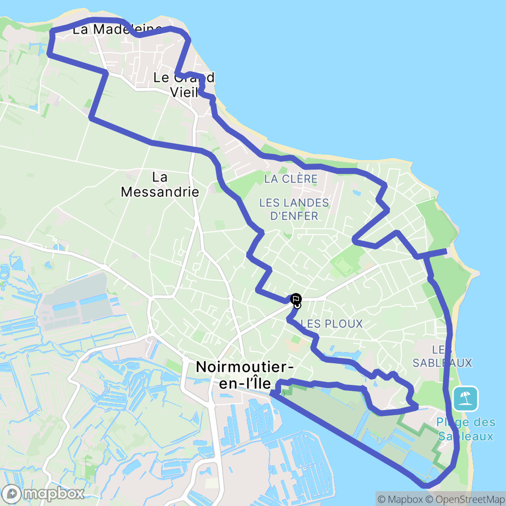 Noirmoutier-en-l'Île : carte du parcours de randonnée - France