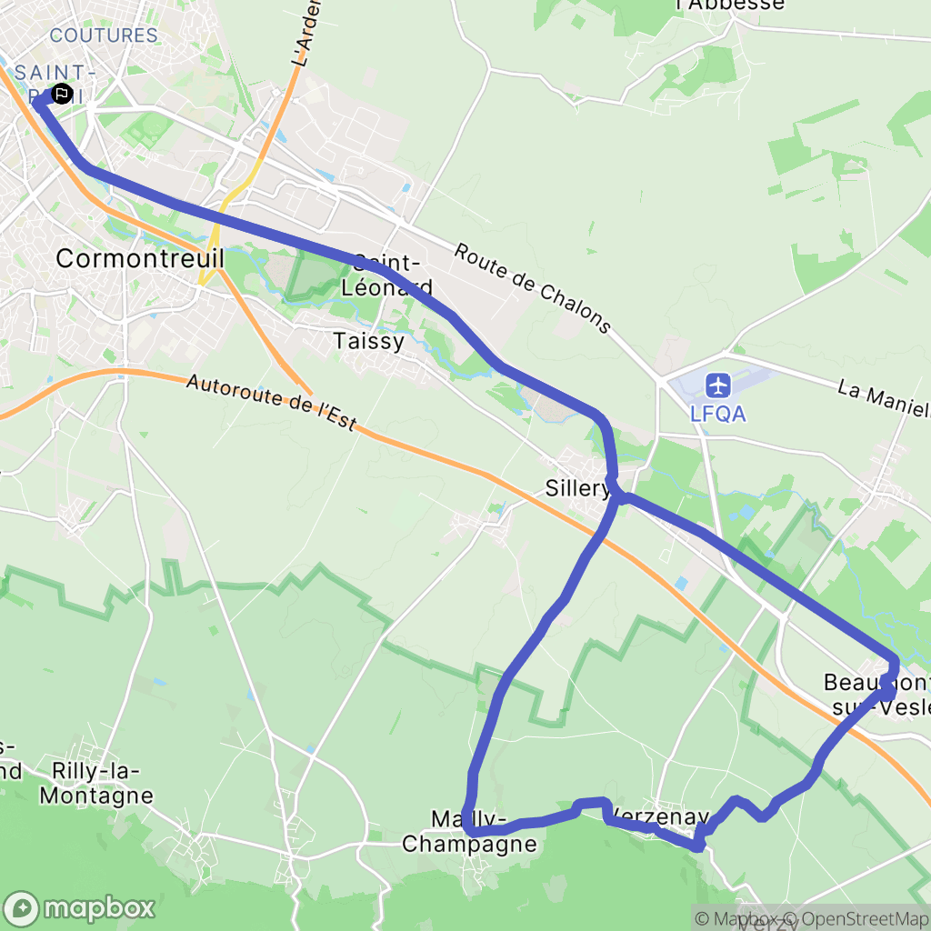 Reims : carte du parcours de randonnée - France