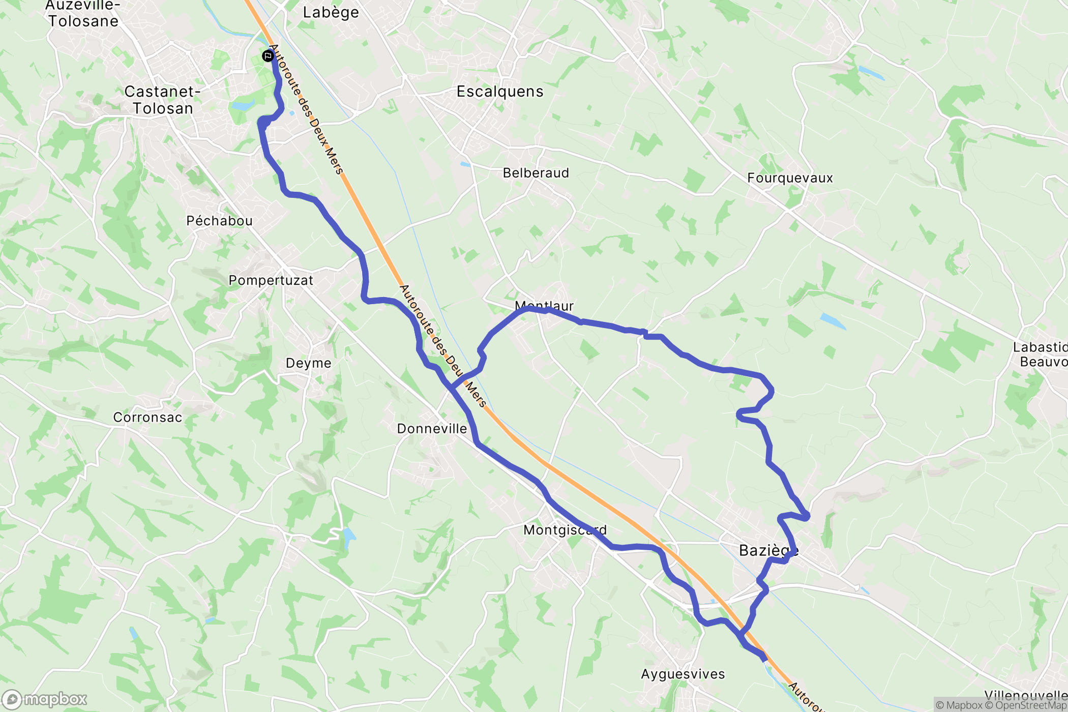 Castanet-Tolosan : carte du parcours de randonnée - France