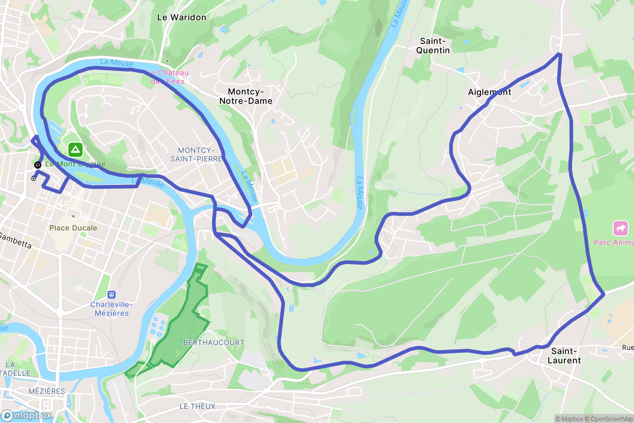 Charleville-Mézières : carte du parcours de randonnée - France
