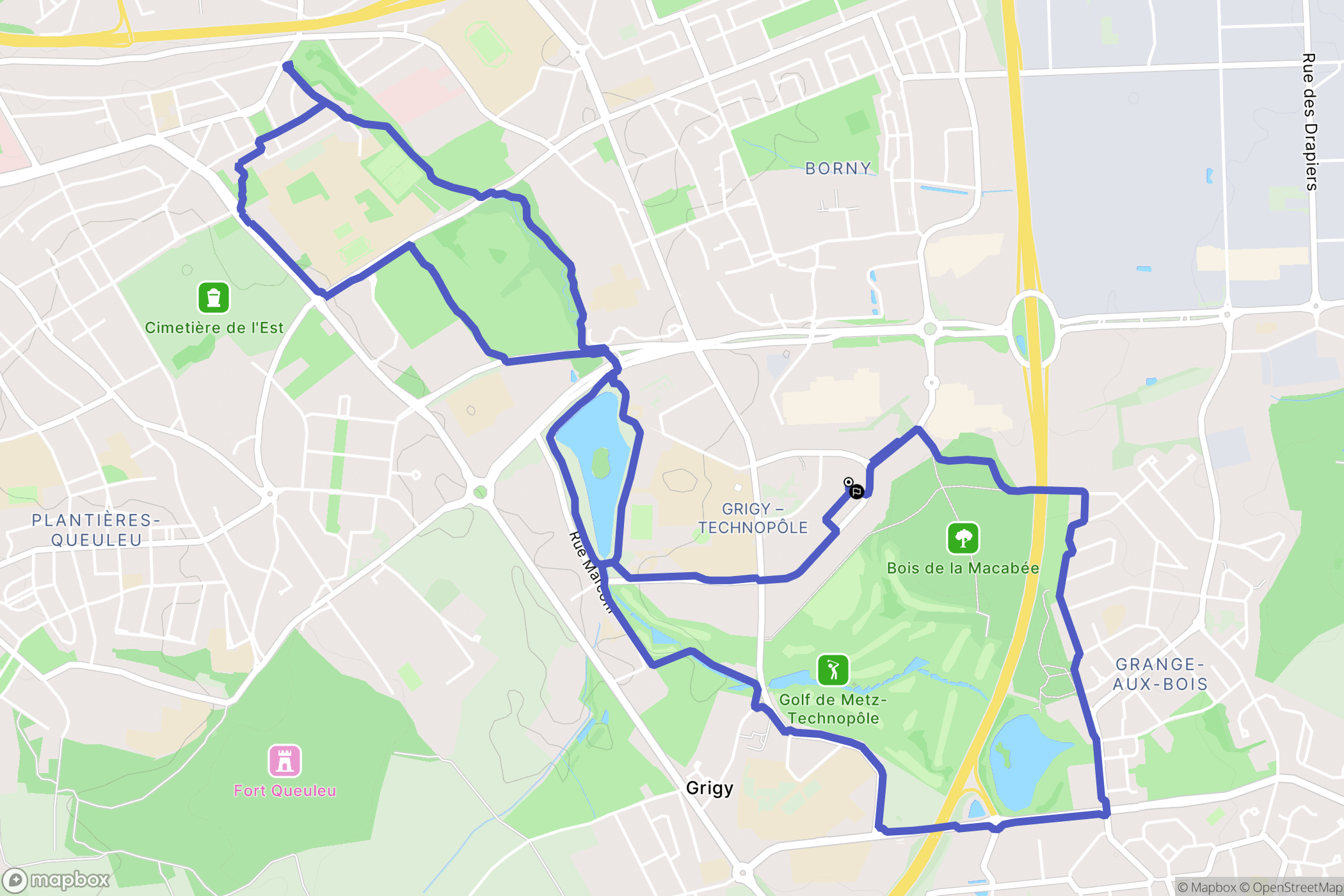 Metz : carte du parcours de randonnée - France