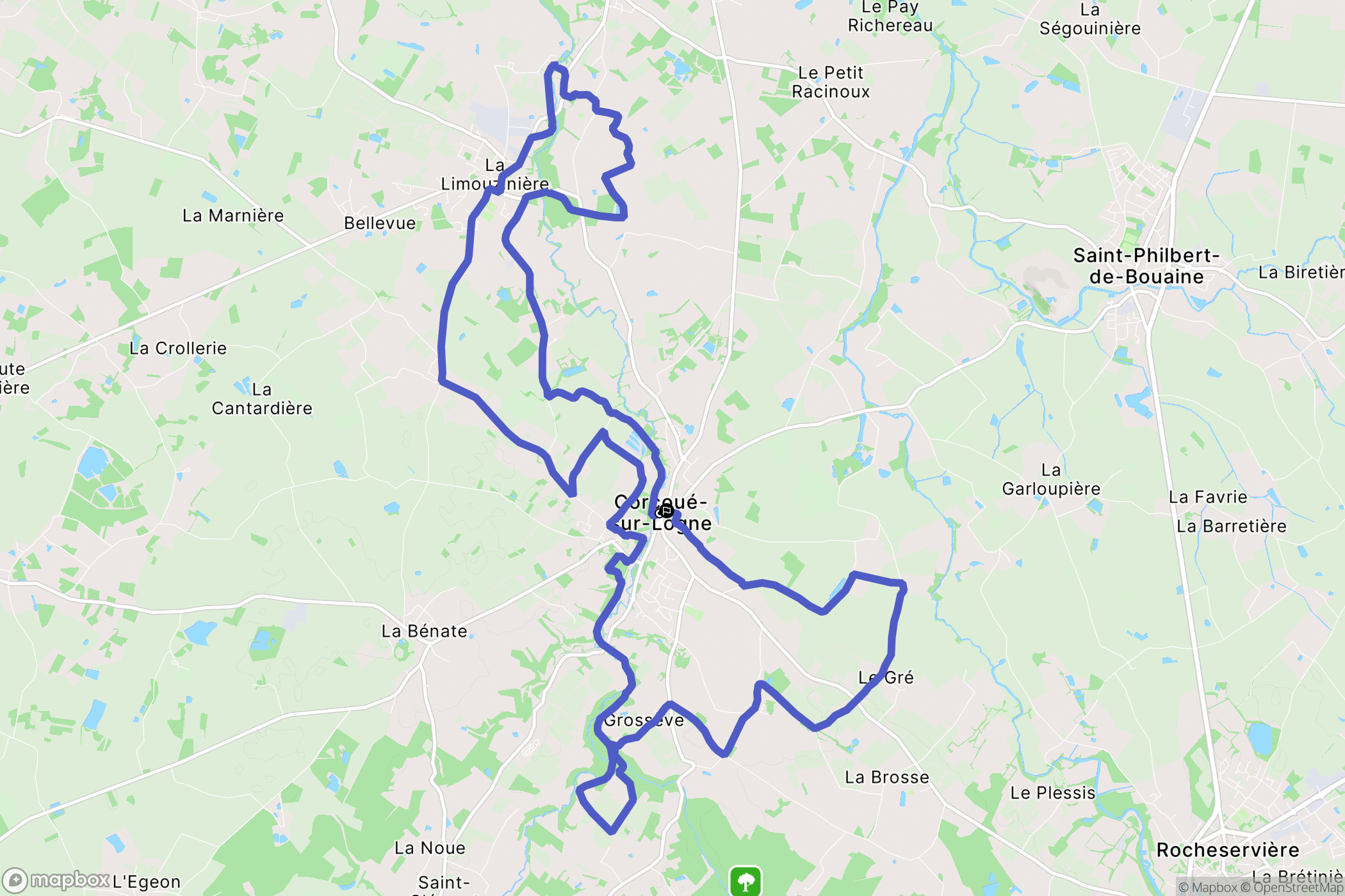 Corcoué-sur-Logne : carte du parcours de randonnée - France