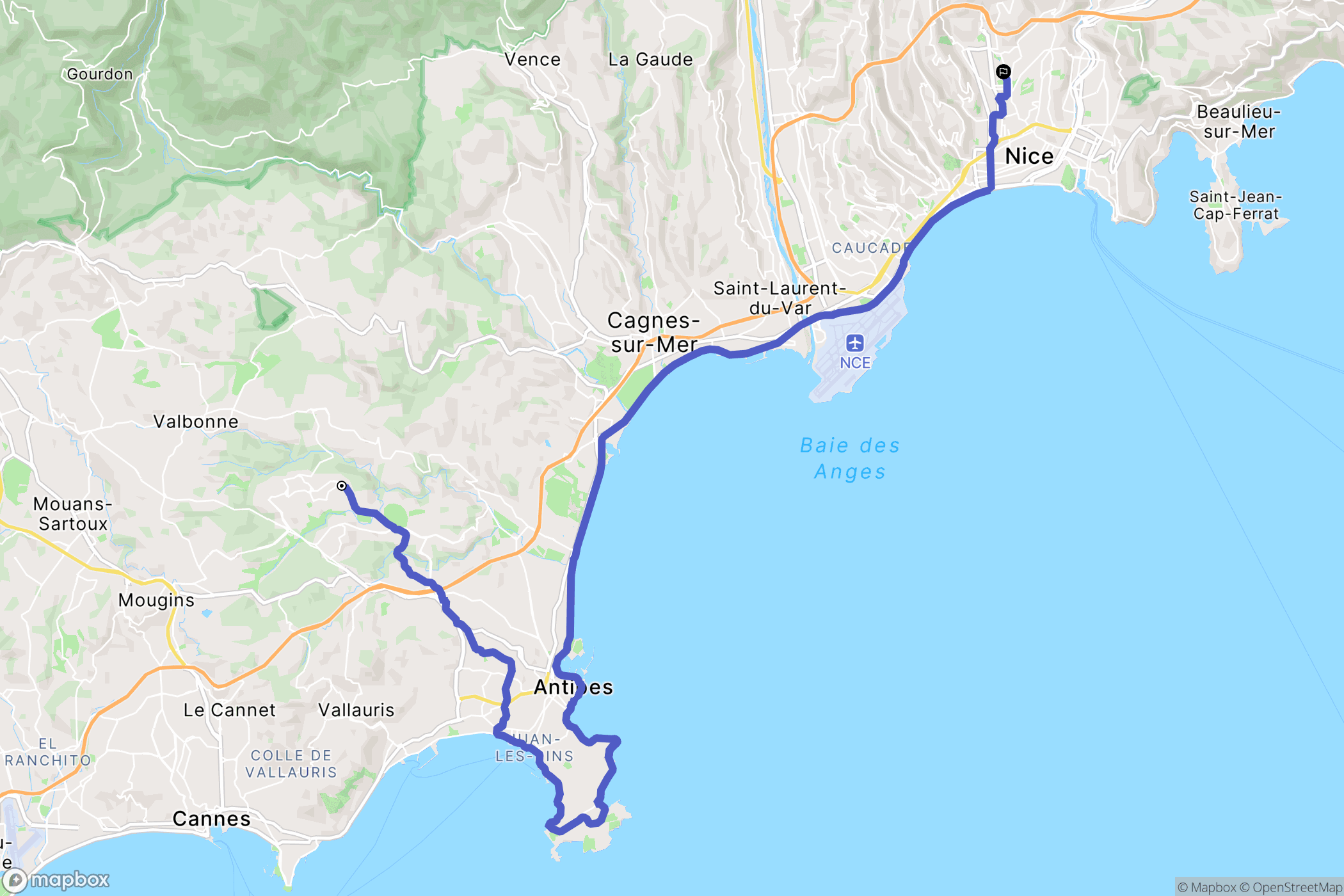Valbonne : carte du parcours de randonnée - France