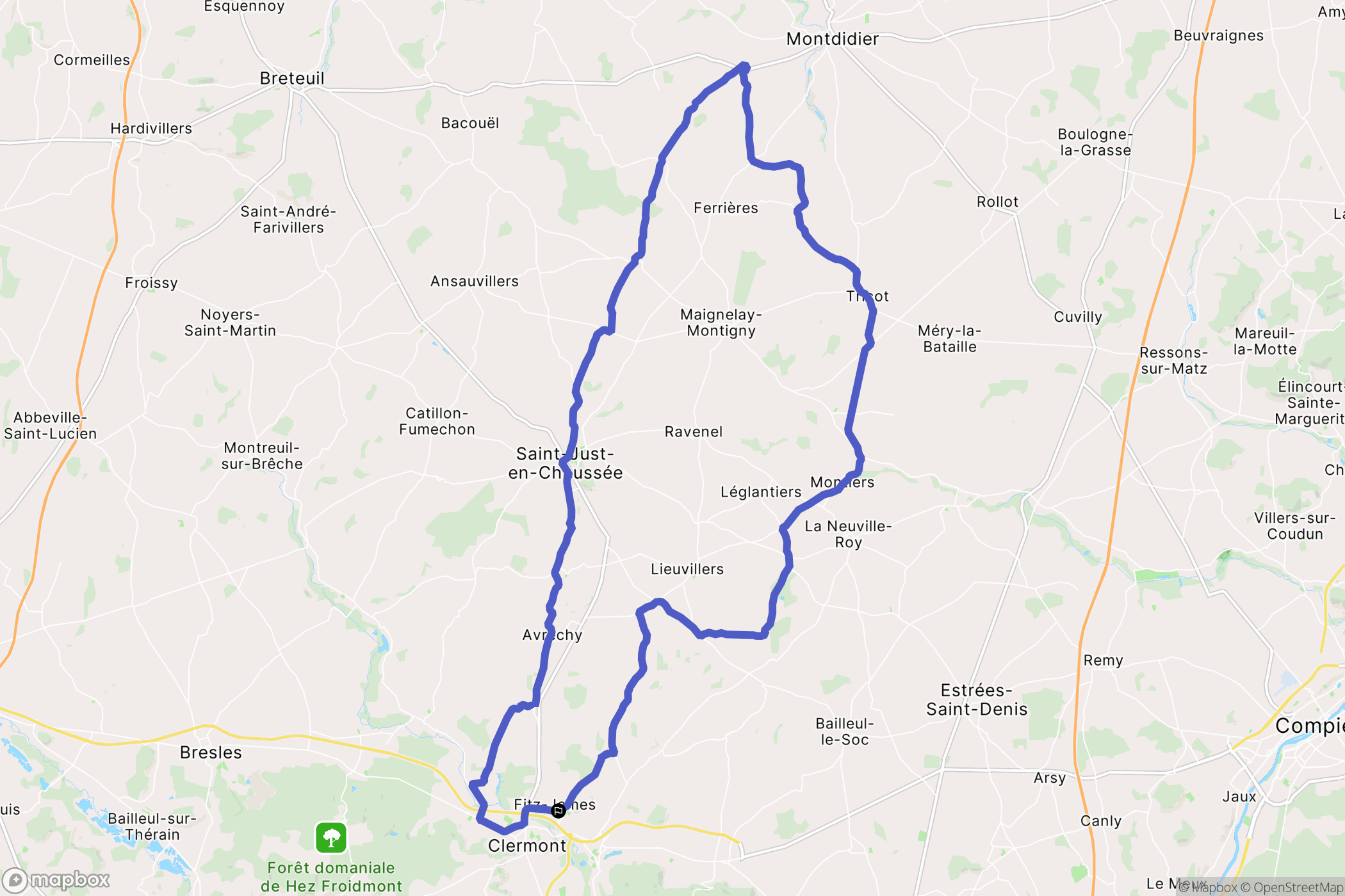 Fitz-James : carte du parcours de randonnée - France