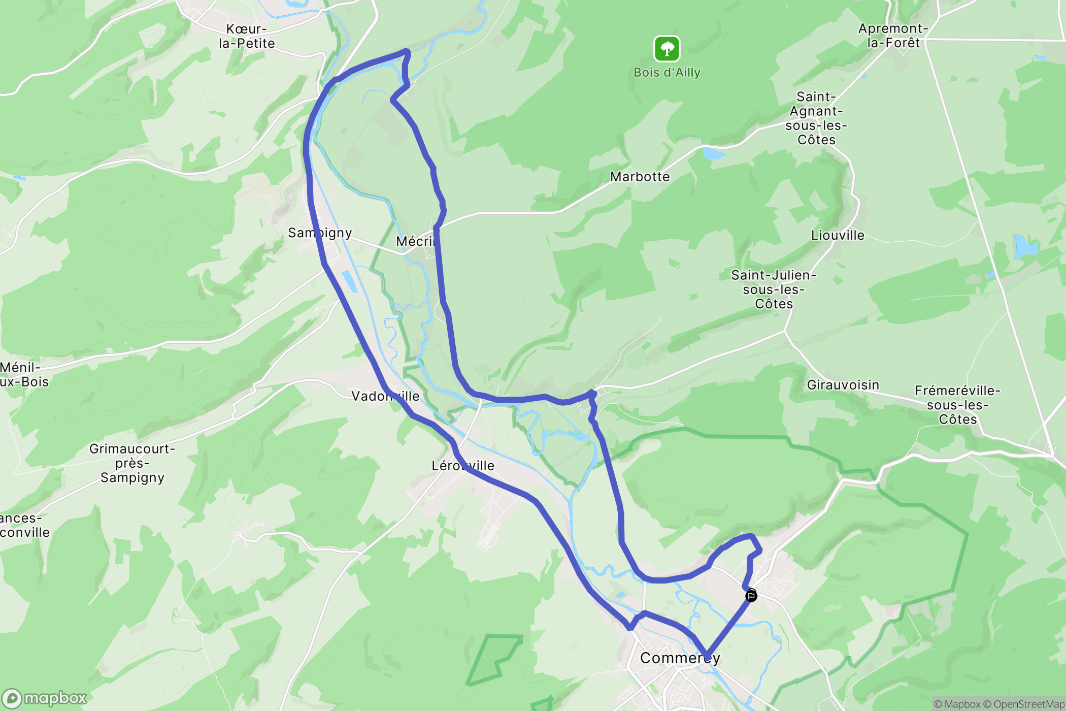 Vignot : carte du parcours de randonnée - France