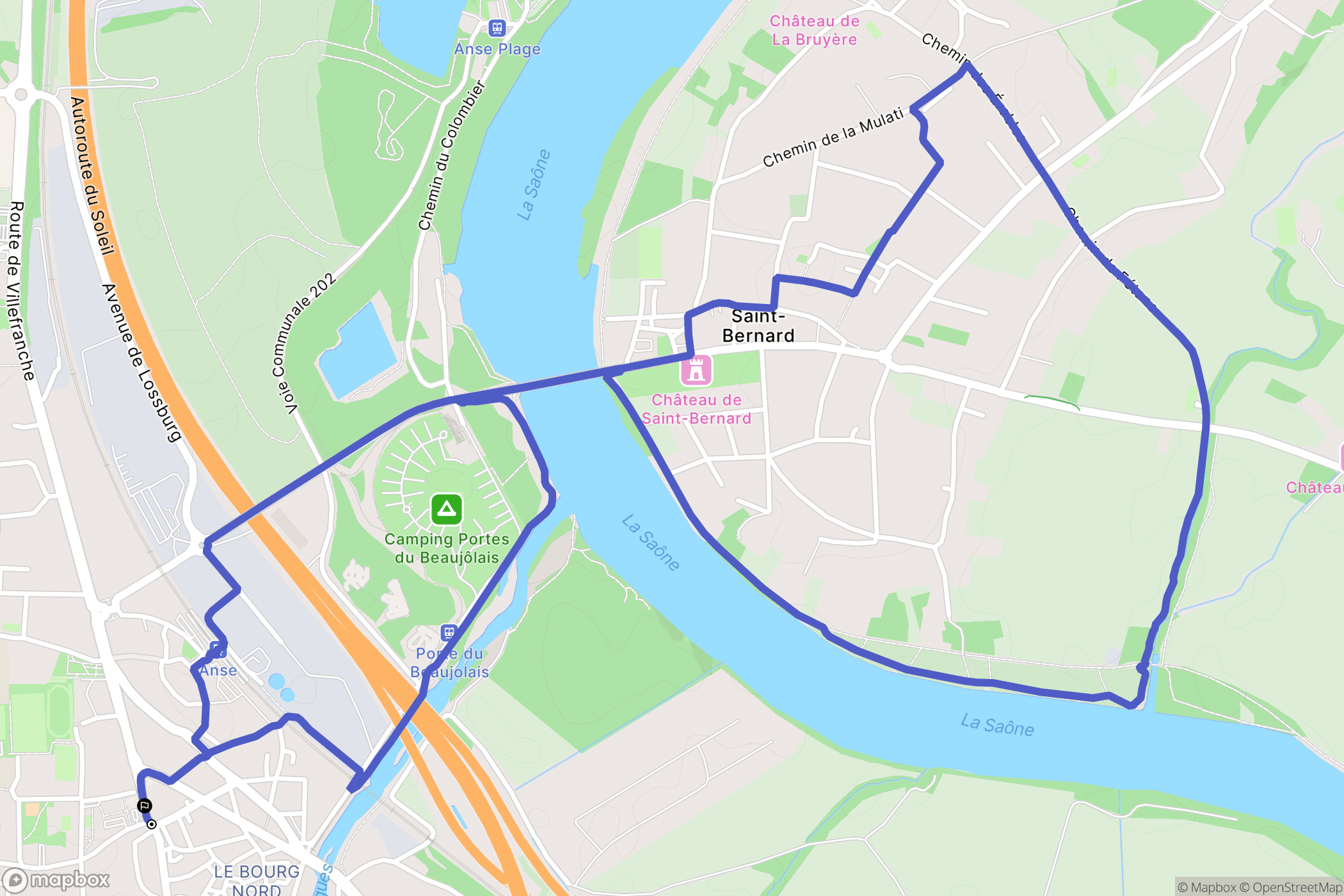 Anse : carte du parcours de randonnée - France