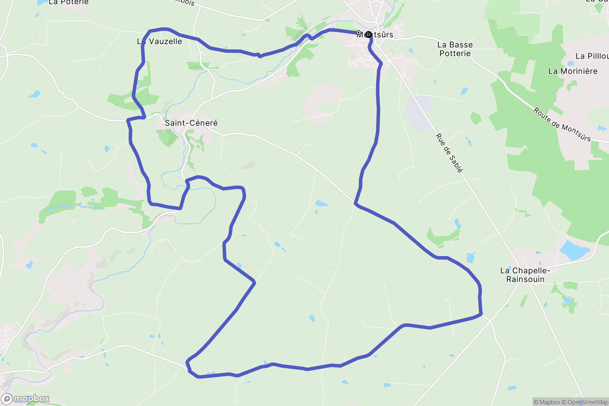 Montsûrs : carte du parcours de randonnée - France