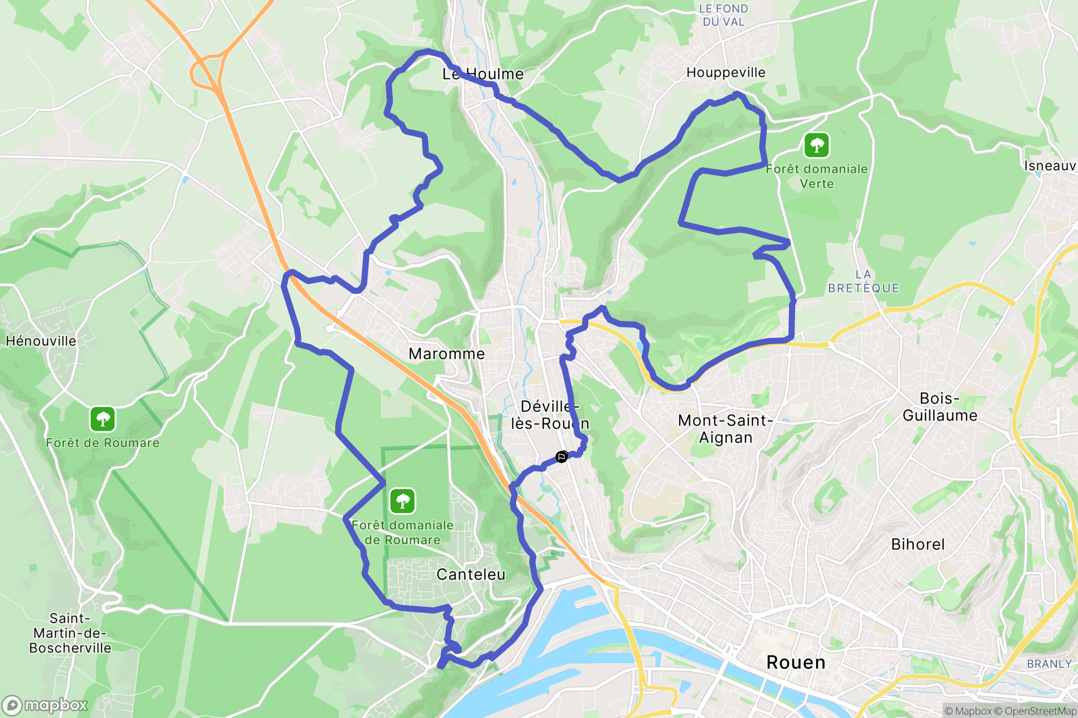 Déville-lès-Rouen : carte du parcours de randonnée - France