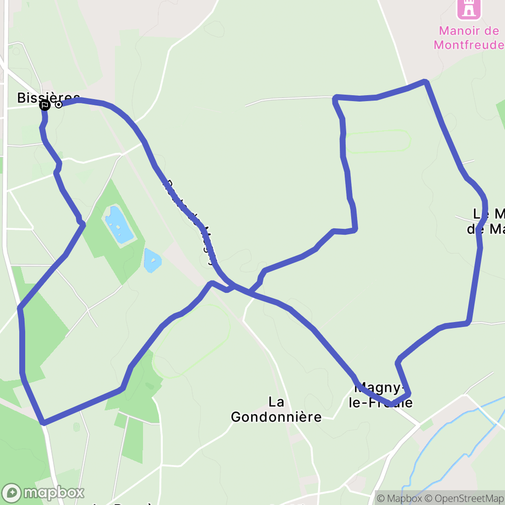 Méry-Bissières-en-Auge : carte du parcours de randonnée - France