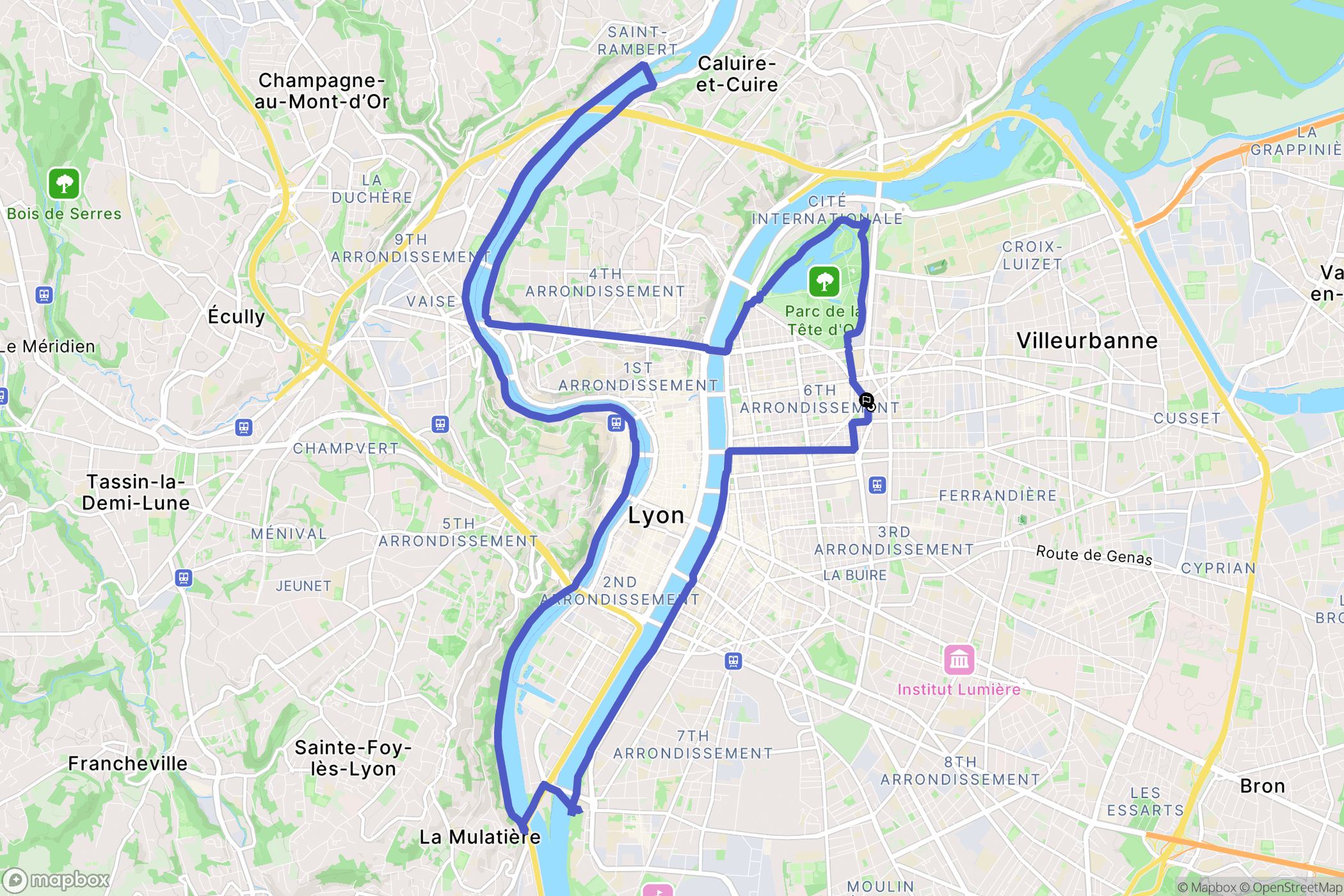 Lyon : carte du parcours de randonnée - France