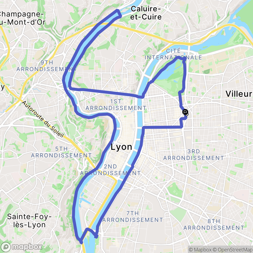 Lyon : carte du parcours de randonnée - France