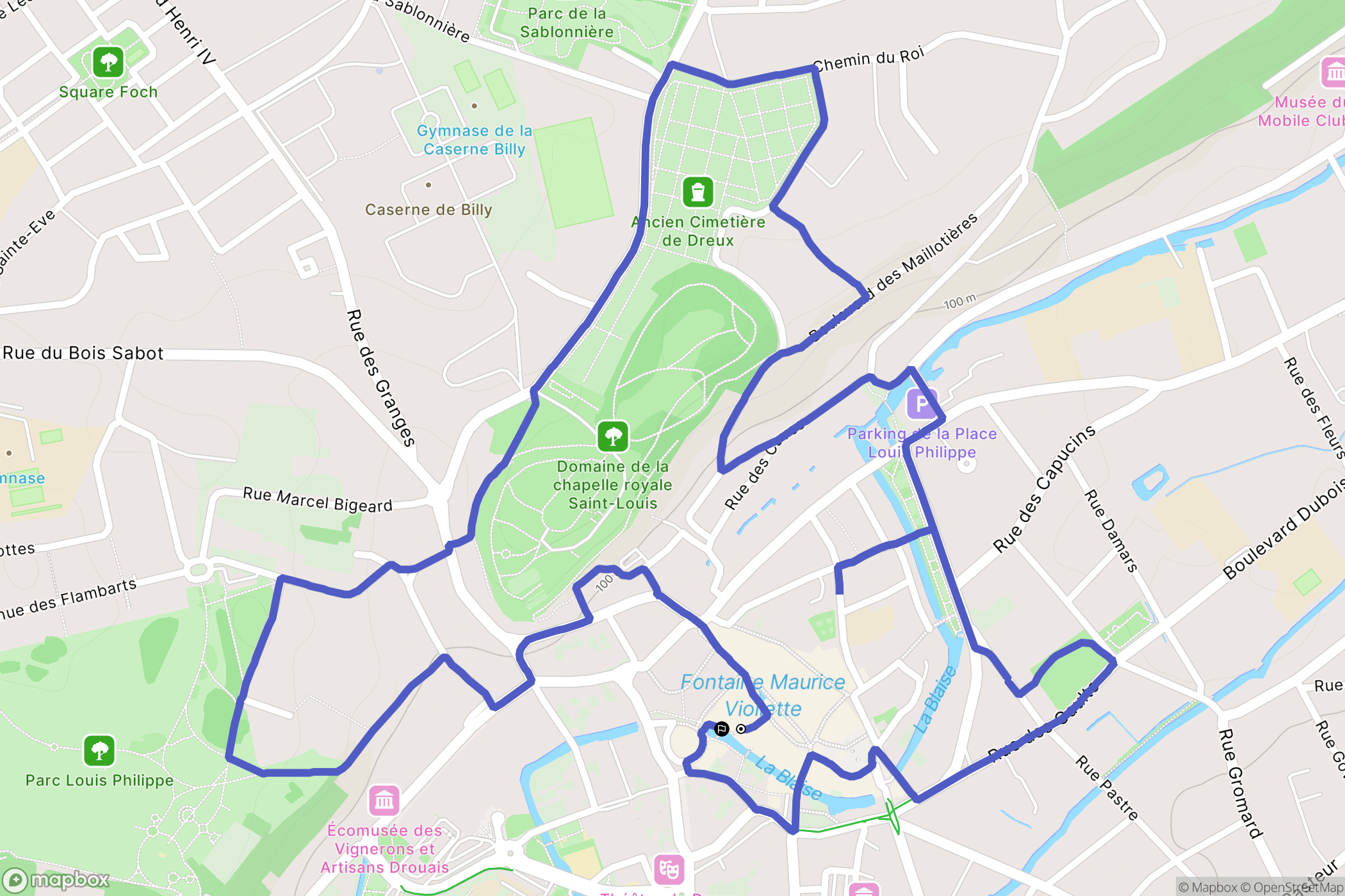 Dreux : carte du parcours de randonnée - France