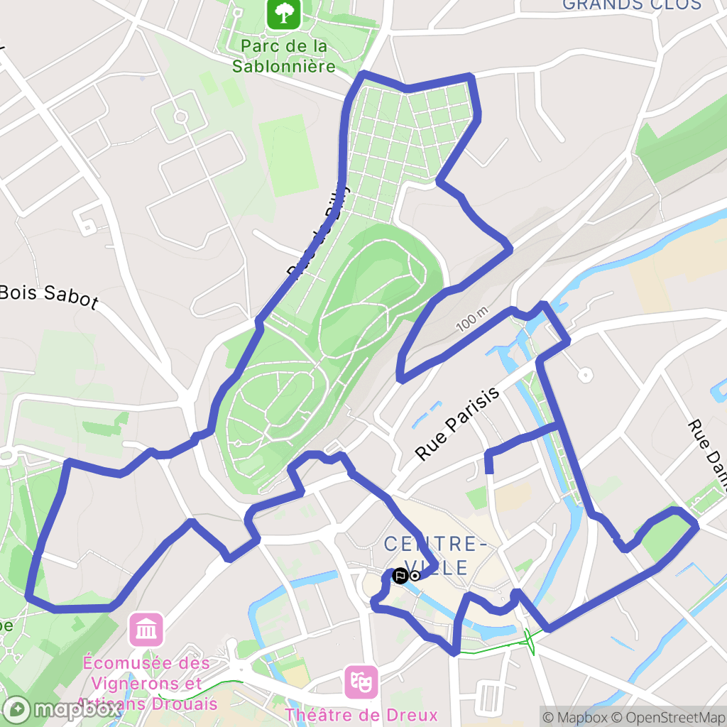 Dreux : carte du parcours de randonnée - France