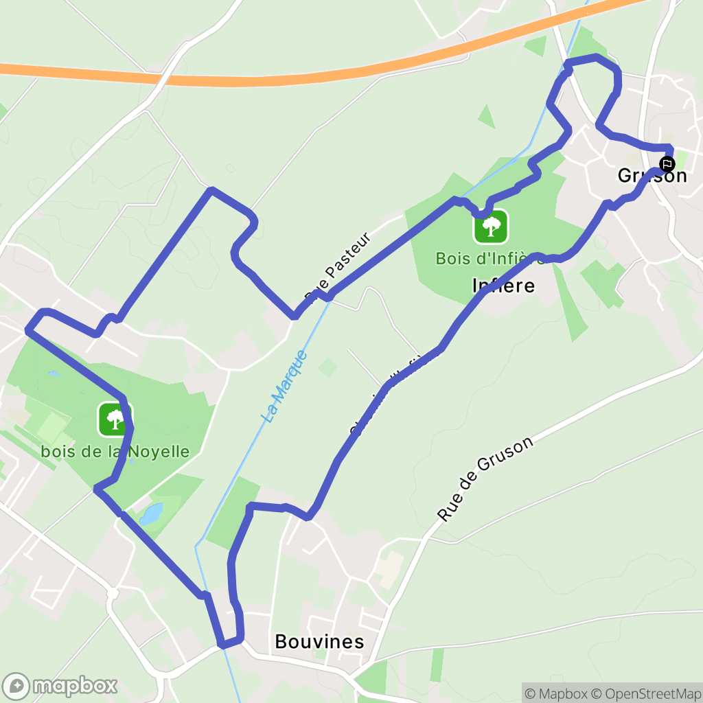 Gruson : carte du parcours de randonnée - France