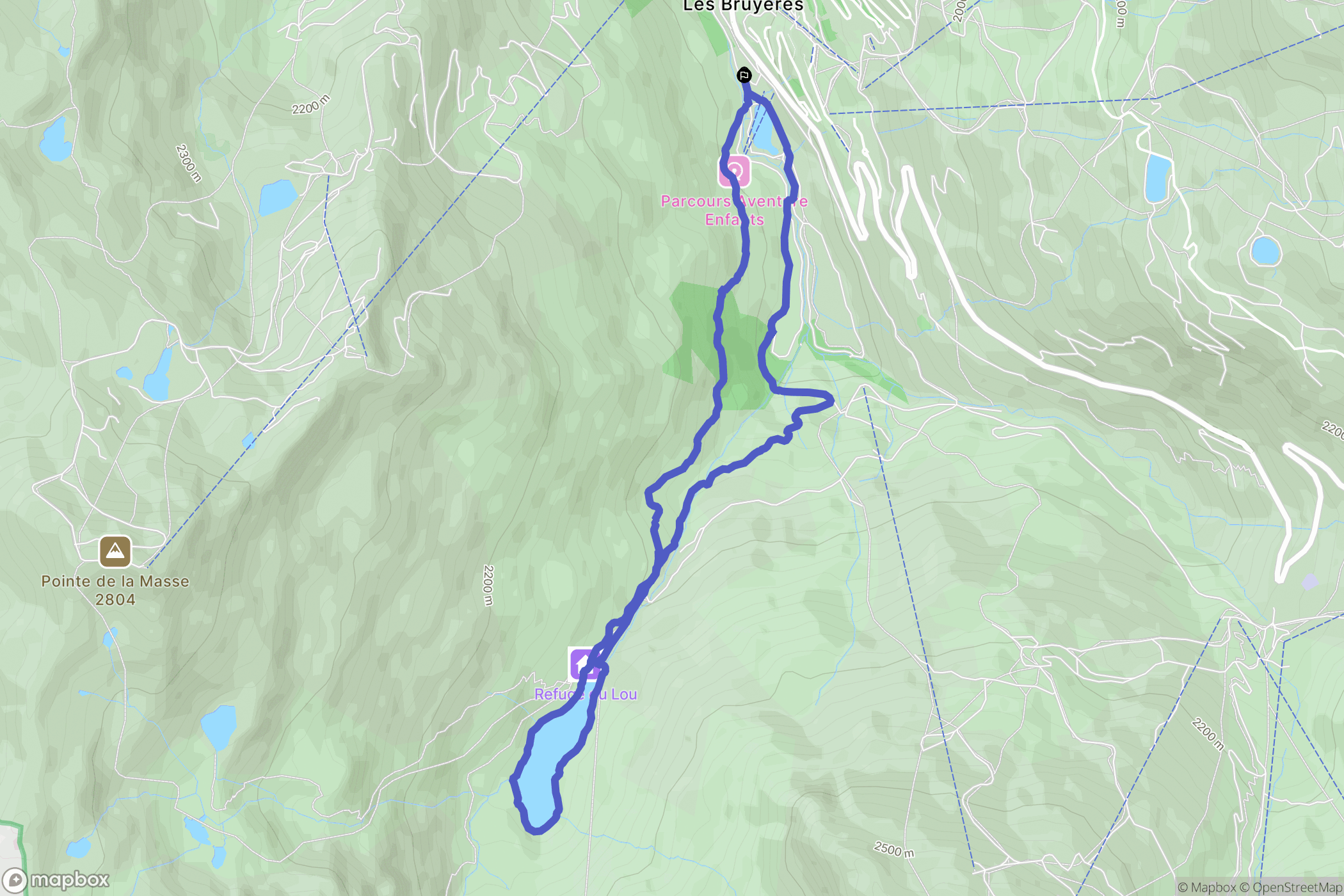 Les Belleville : carte du parcours de randonnée - France
