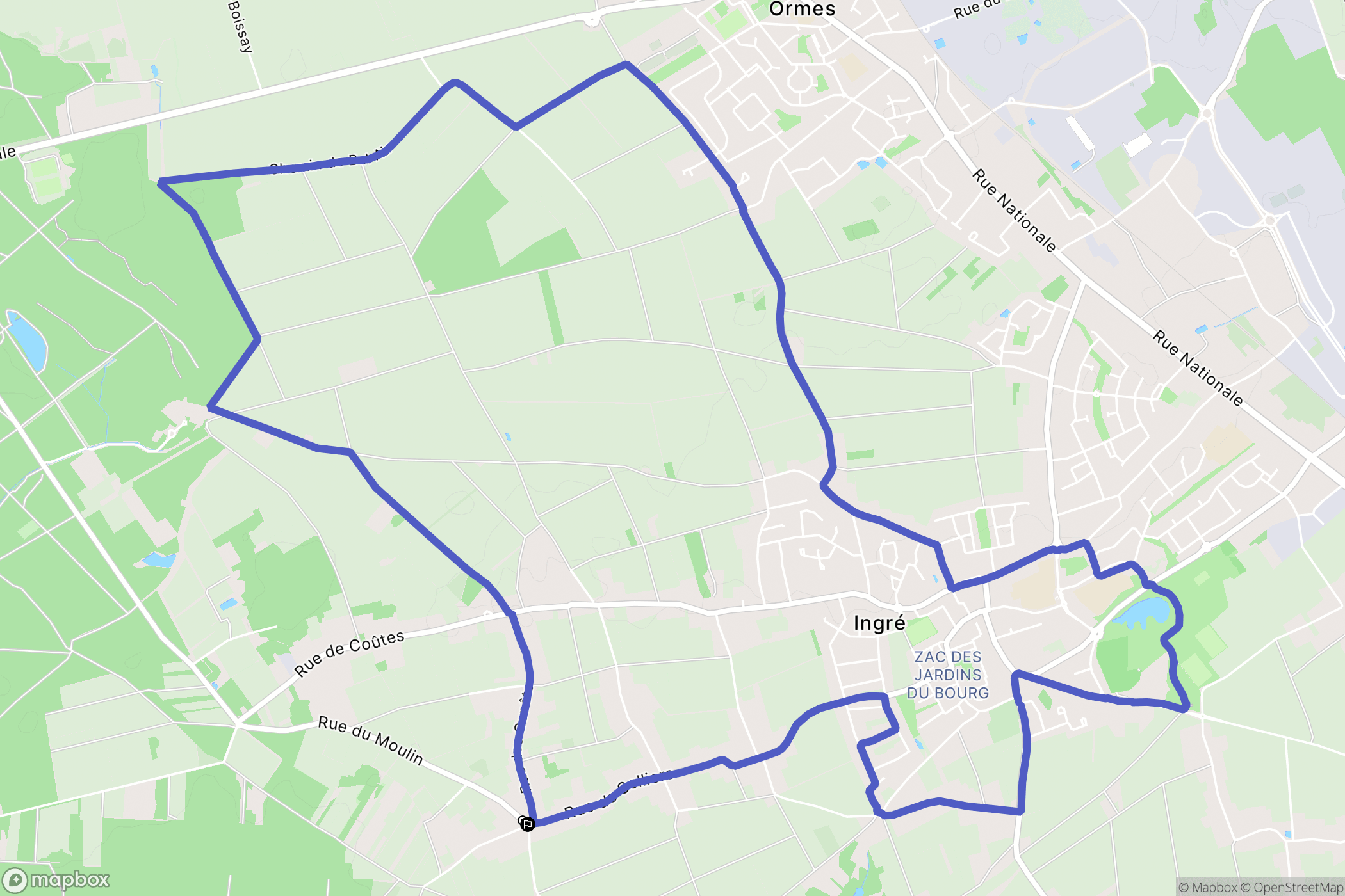 Ingré : carte du parcours de randonnée - France