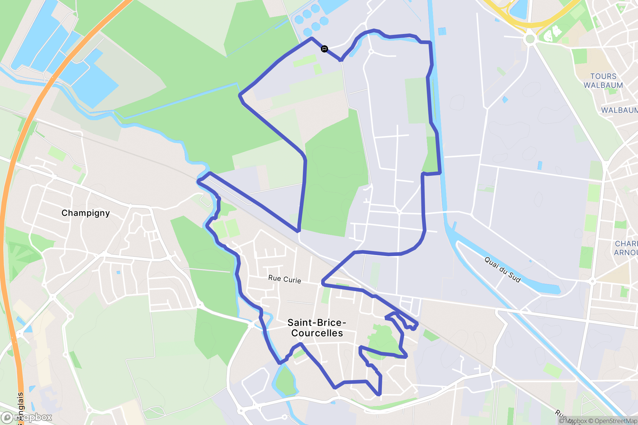 Saint-Brice-Courcelles : carte du parcours de randonnée - France