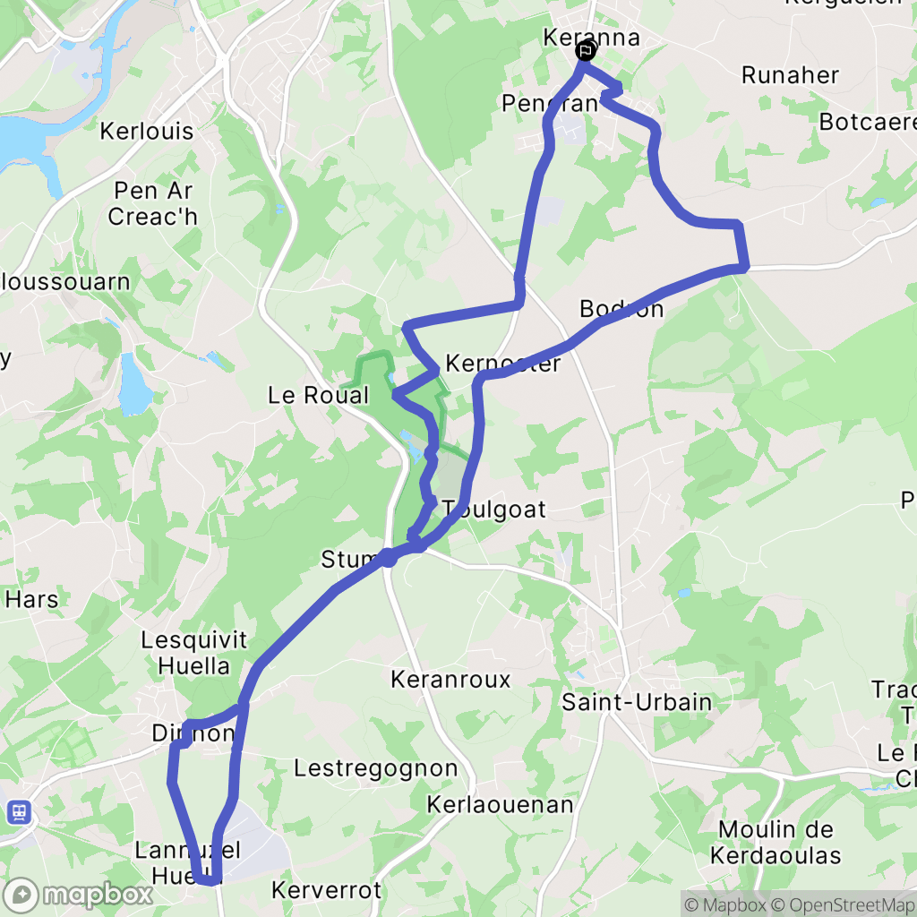 Pencran : carte du parcours de randonnée - France