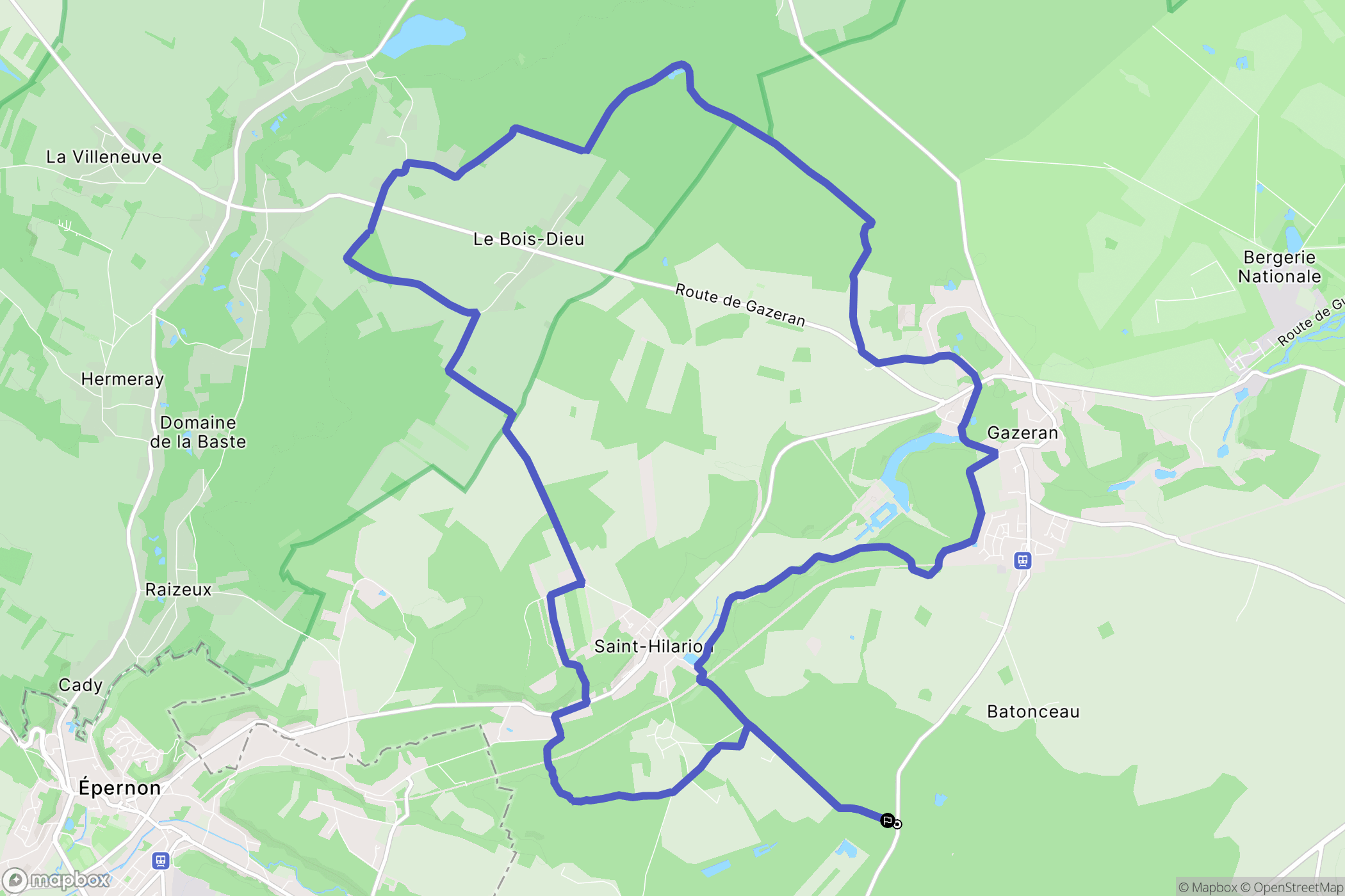 Gazeran : carte du parcours de randonnée - France