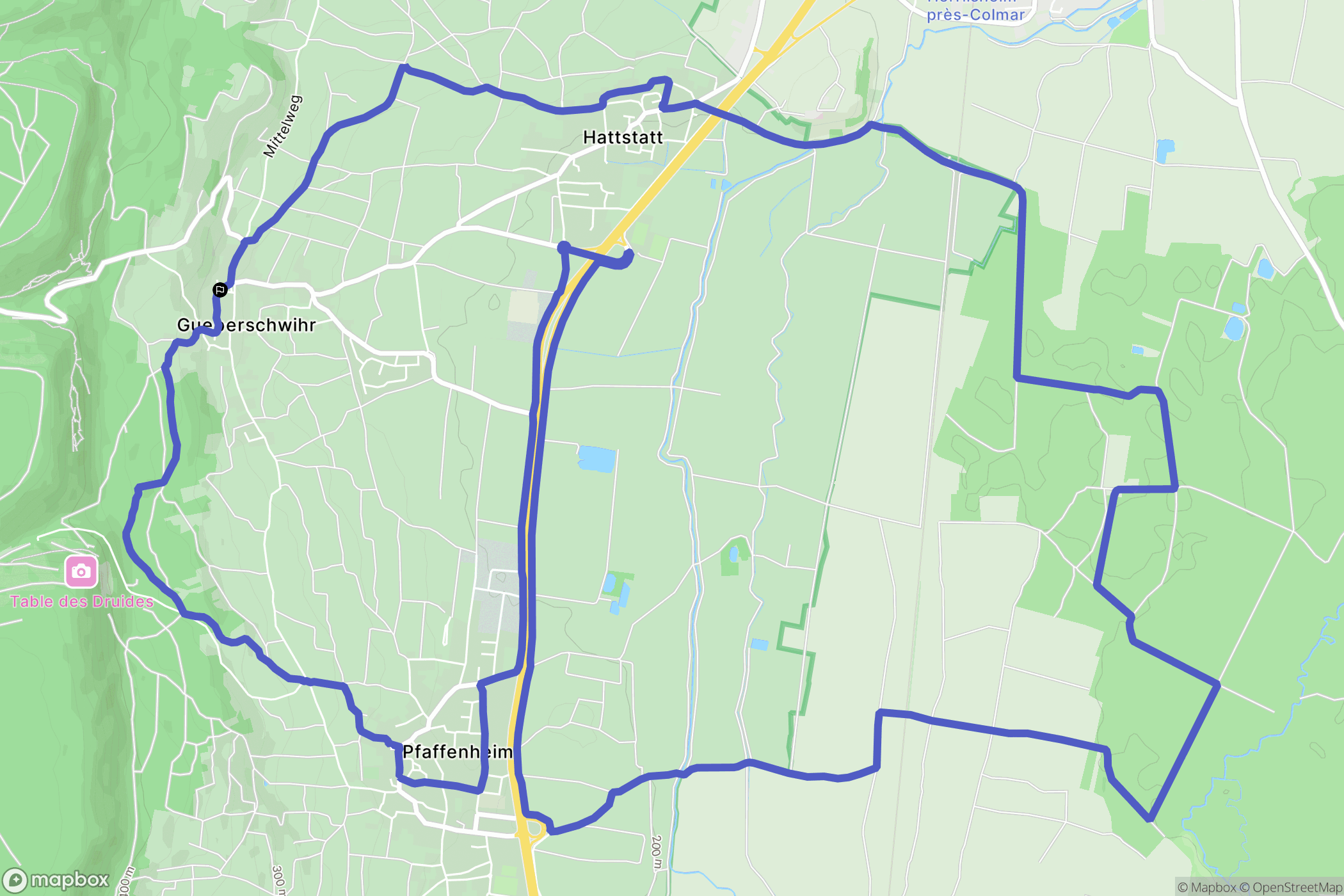 Gueberschwihr : carte du parcours de randonnée - France