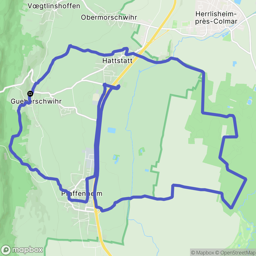 Gueberschwihr : carte du parcours de randonnée - France