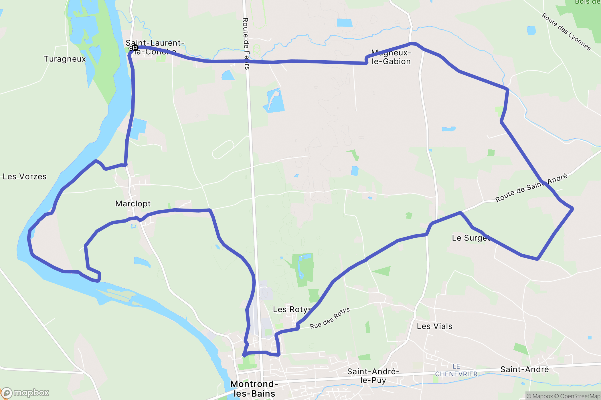 Saint-Laurent-la-Conche : carte du parcours de randonnée - France