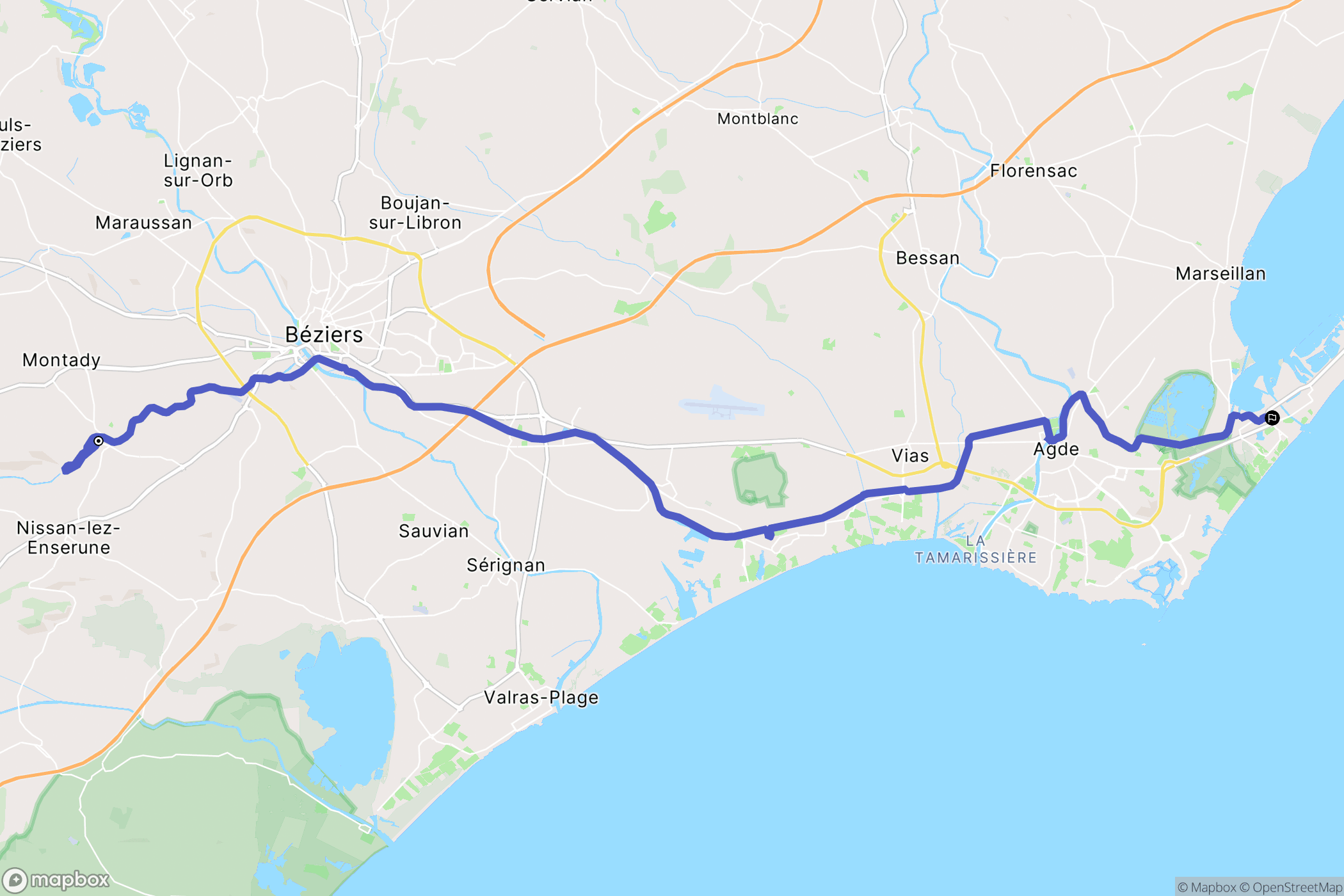 Colombiers : carte du parcours de randonnée - France