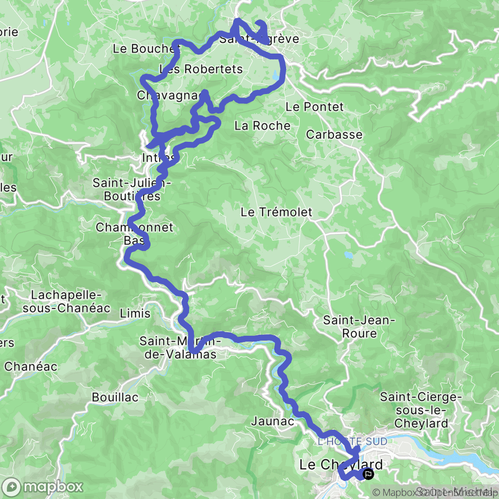 Le Cheylard : carte du parcours de randonnée - France