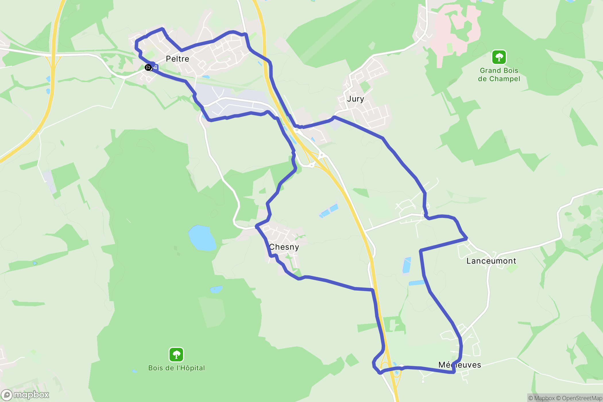 Peltre : carte du parcours de randonnée - France