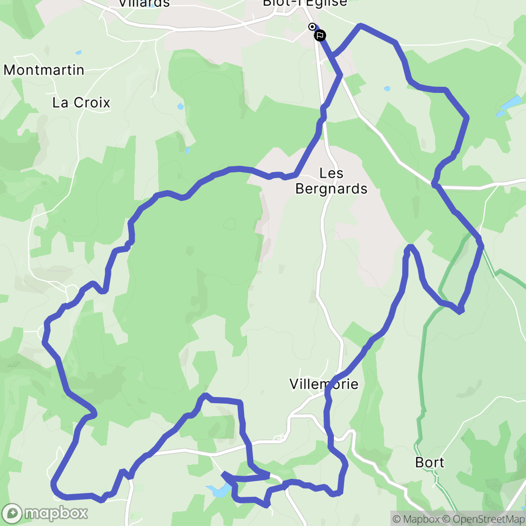 Blot-l'Église : carte du parcours de randonnée - France