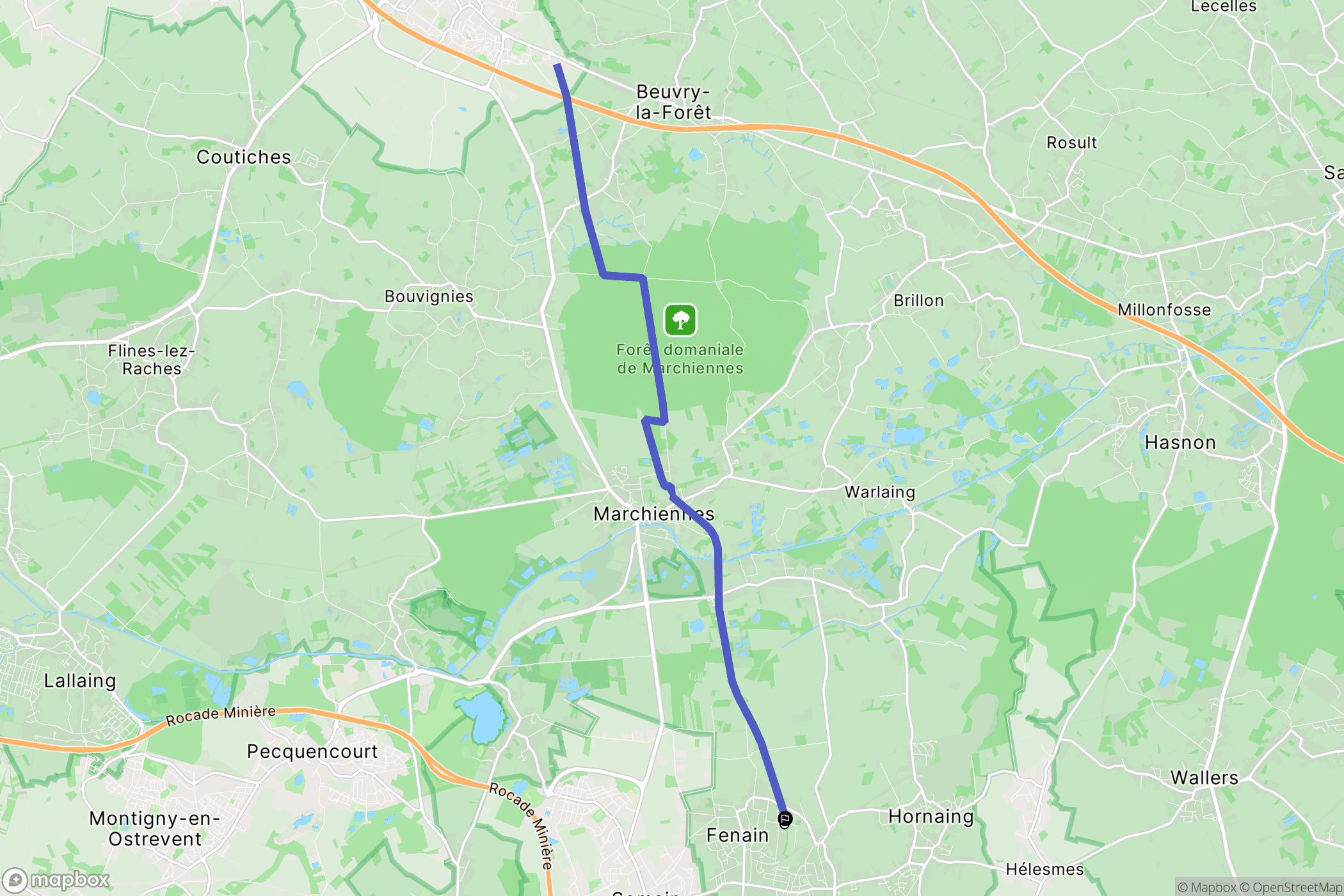 Fenain : carte du parcours de randonnée - France