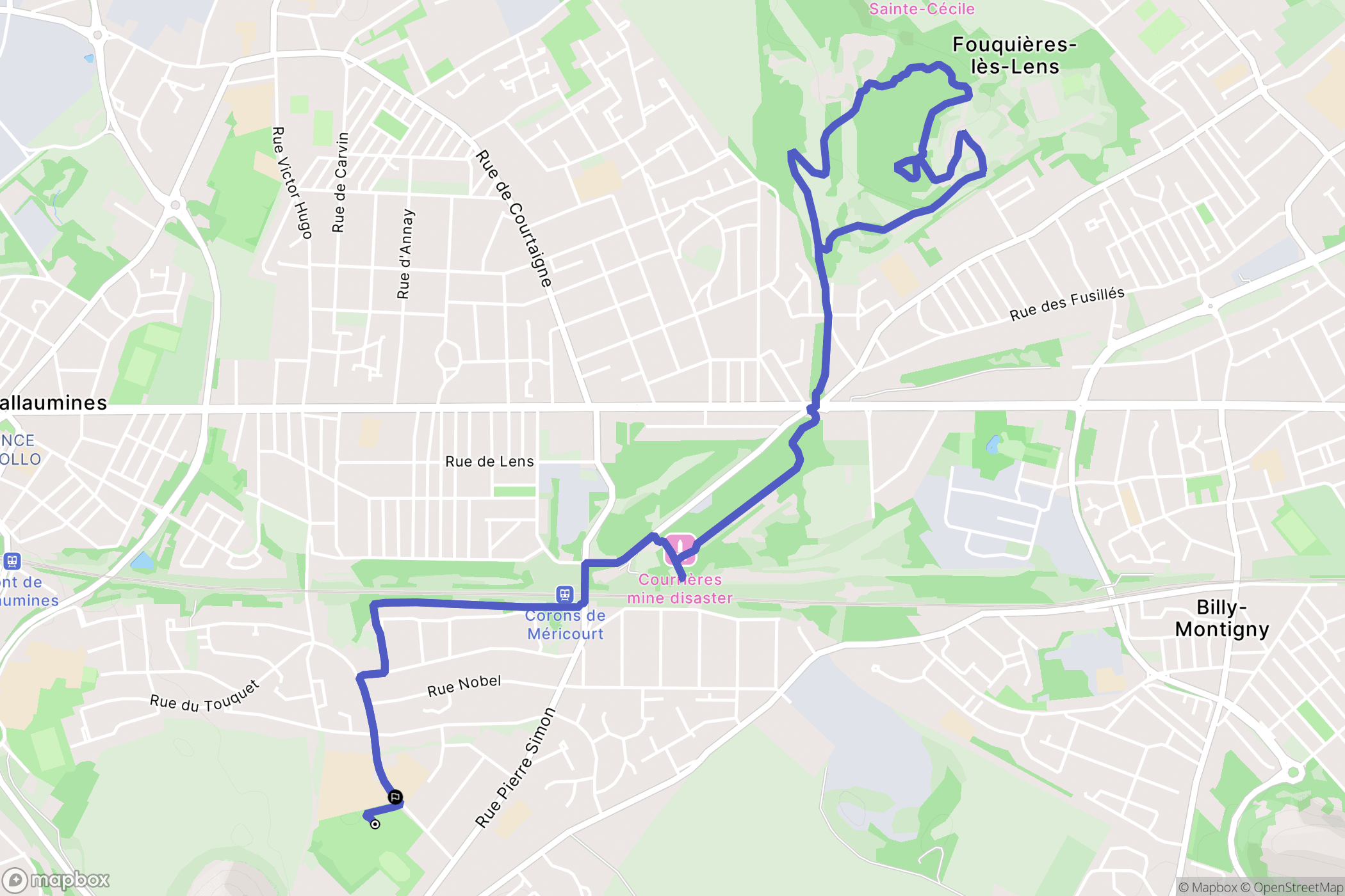 Méricourt : carte du parcours de randonnée - France